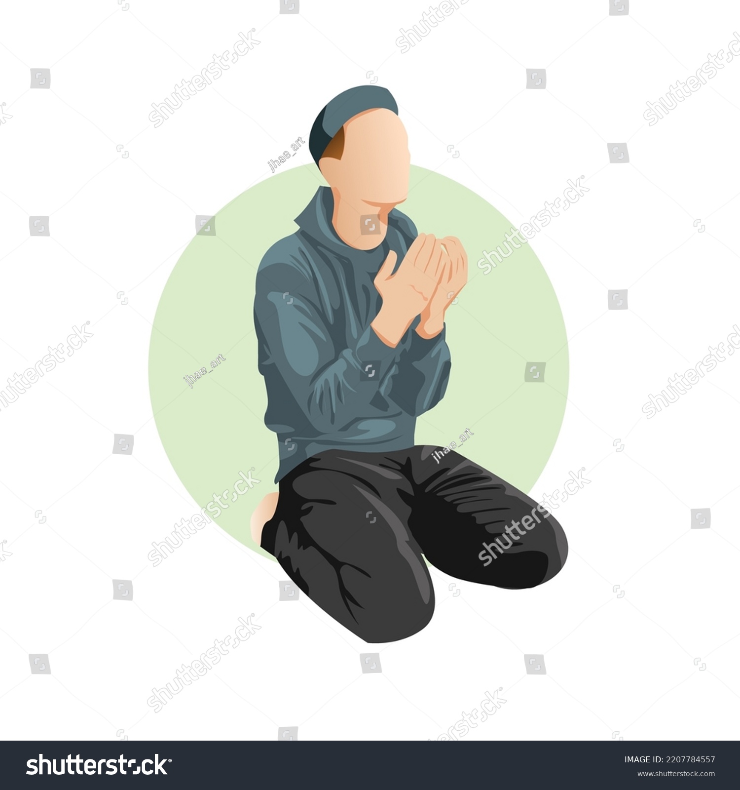 Islamic Boy Praying Shalat Illustration Background Stock Vector ...