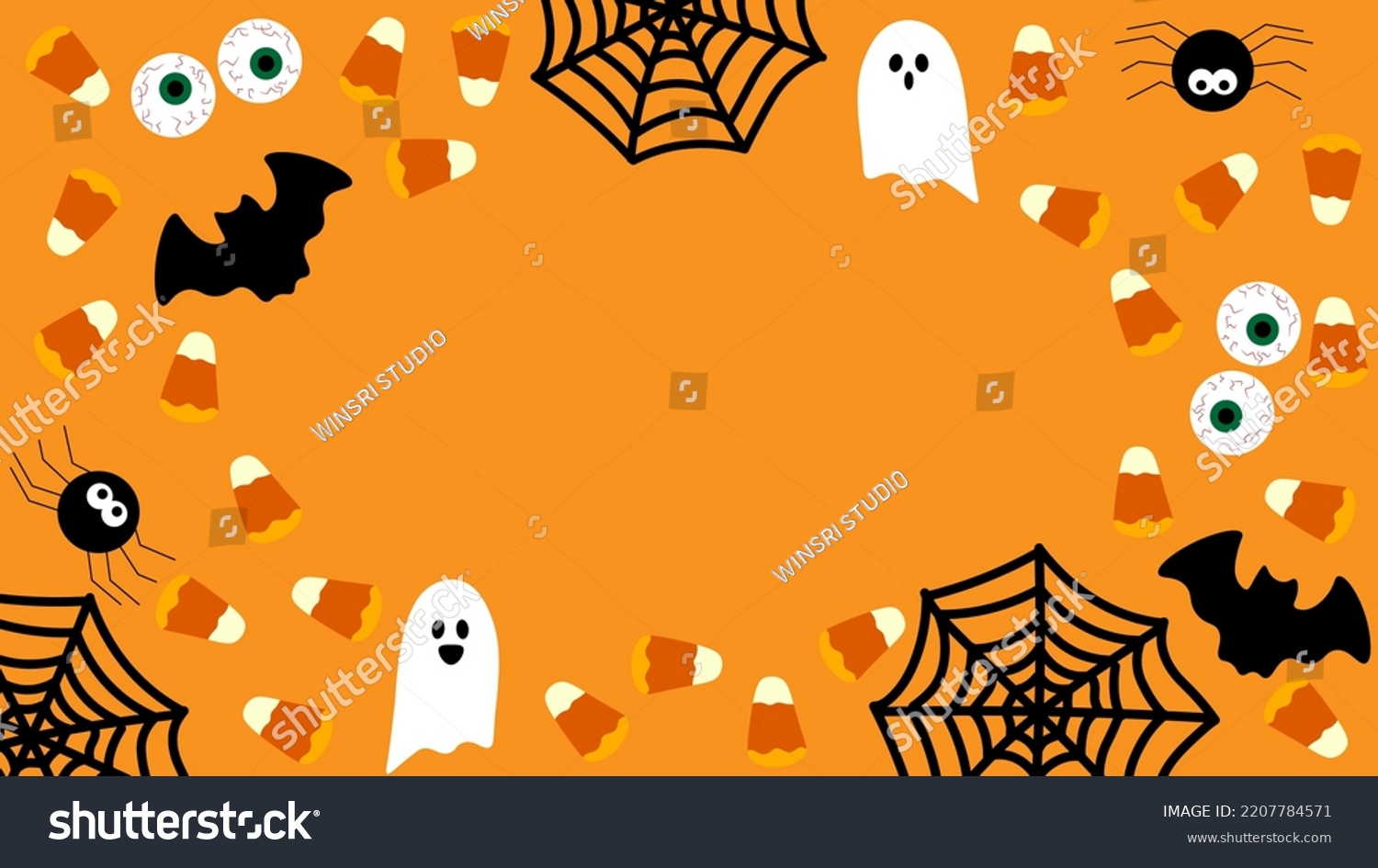 Halloween Background Ghost Spider Spiderweb Candy Stock Vector (Royalty ...