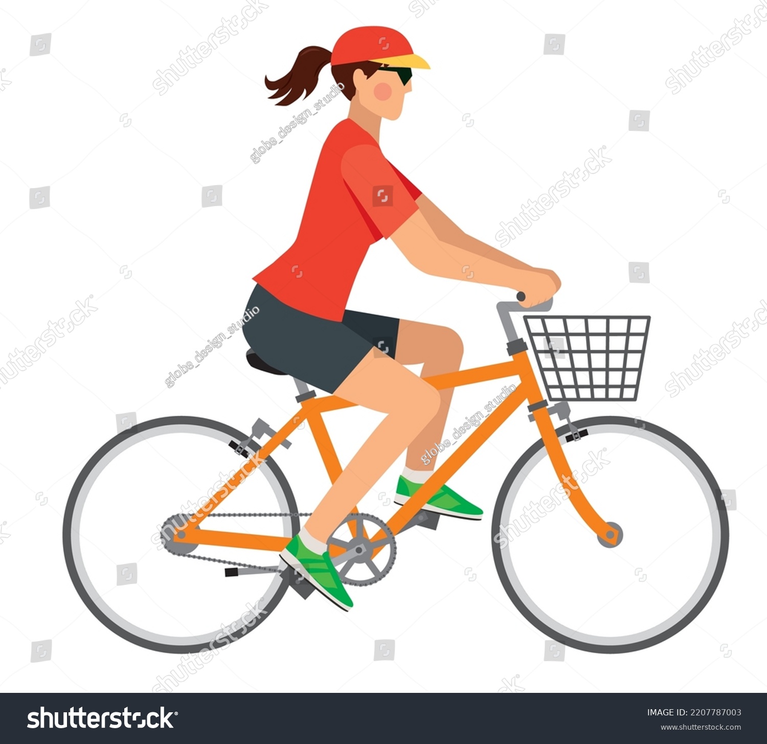 Illustration 8th Life Asian Woman Riding Stock Vector (Royalty Free ...