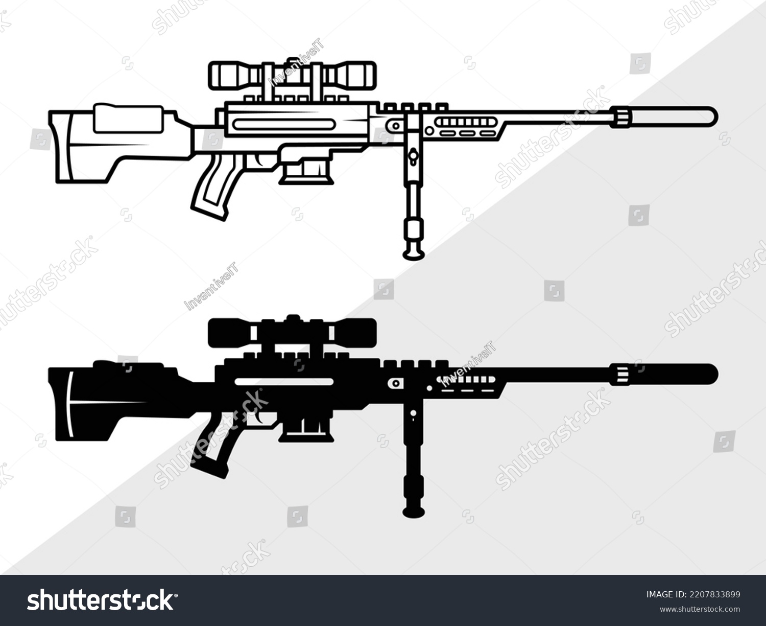 Sniper Rifles Svg Printable Vector Illustration Stock Vector (Royalty ...