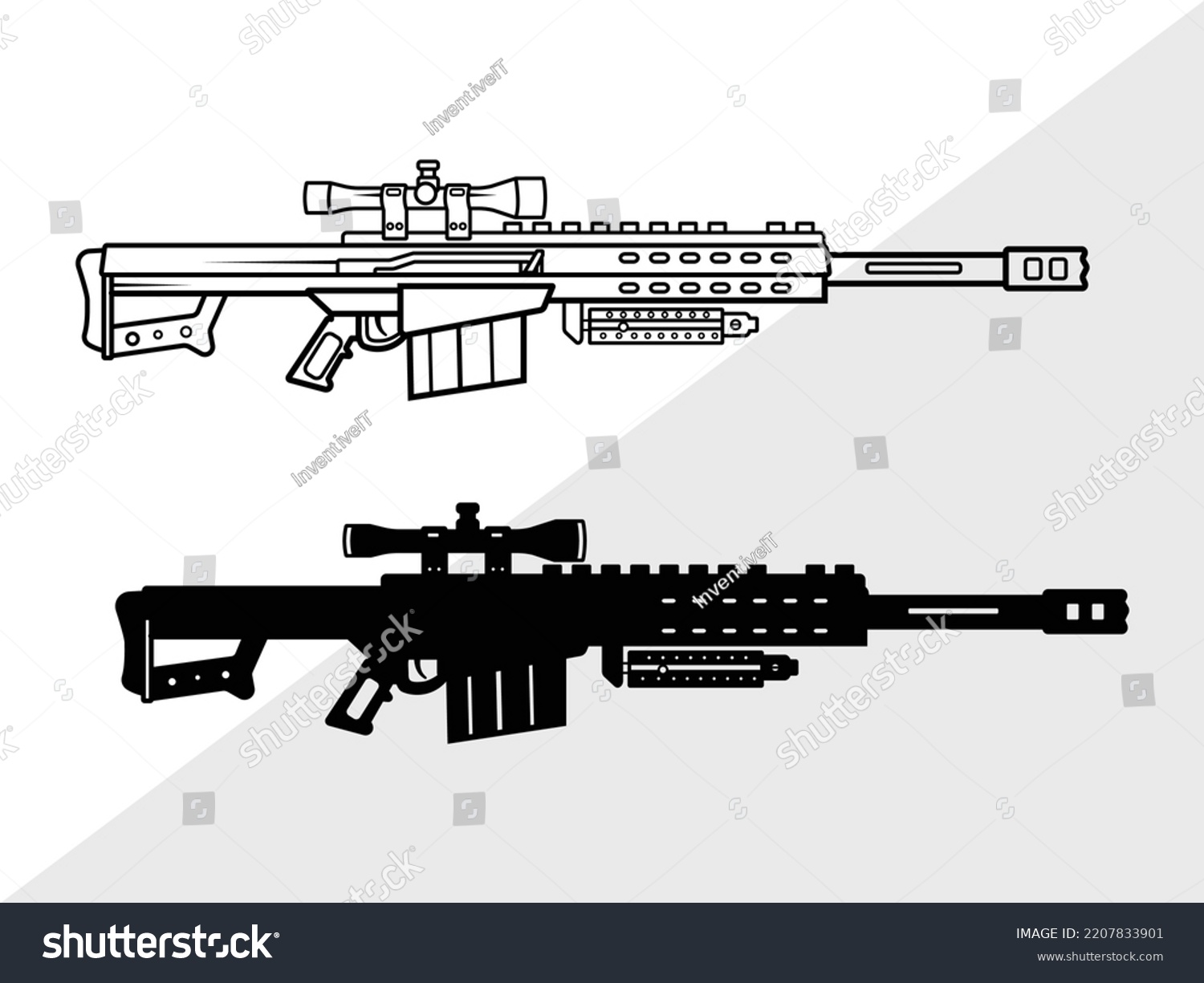 Sniper Rifles Svg Printable Vector Illustration Stock Vector (Royalty ...