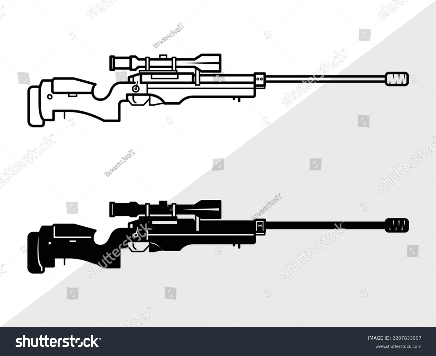 Sniper Rifles Svg Printable Vector Illustration Stock Vector (Royalty ...