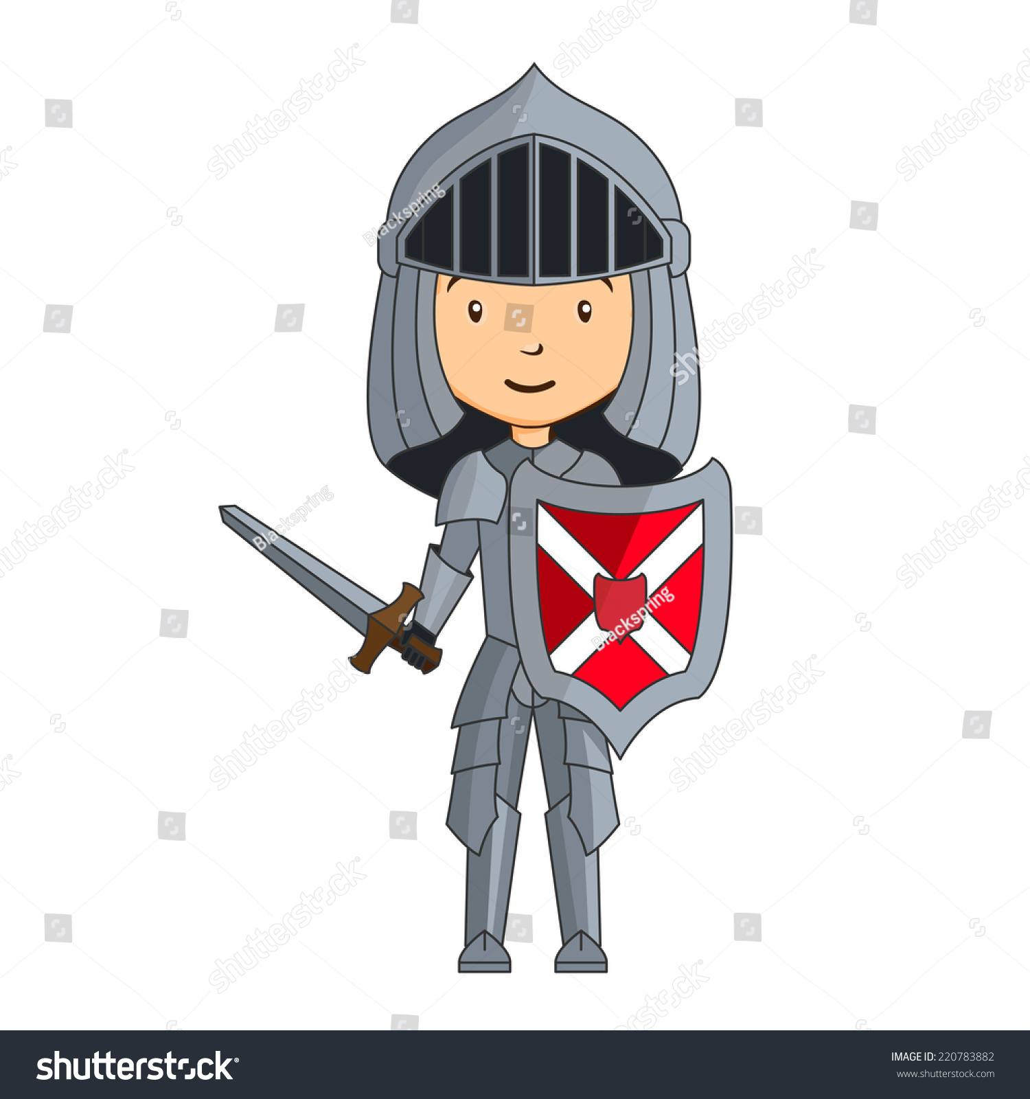 Cartoon Knight Character Sword Stock Vector (Royalty Free) 220783882 ...