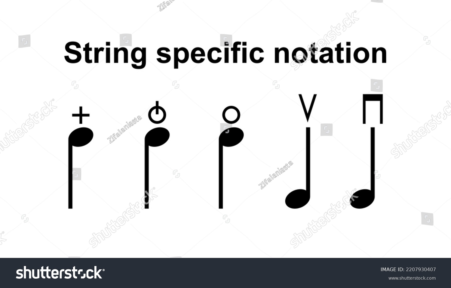 Bowed Strings Specific Notation Symbols Vector Stock Vector Royalty Free Shutterstock