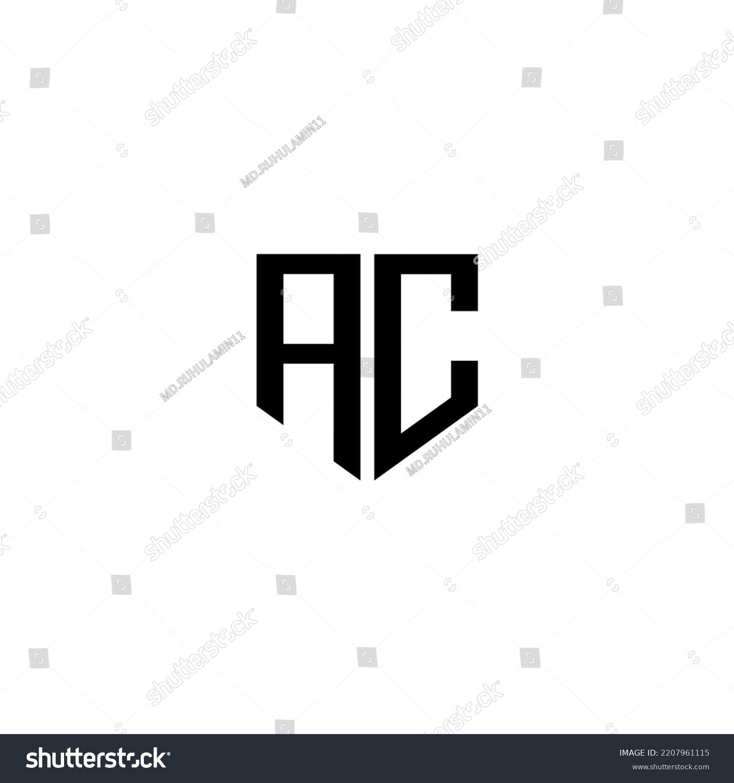 Ac Letter Logo Design White Background Stock Vector (Royalty Free ...