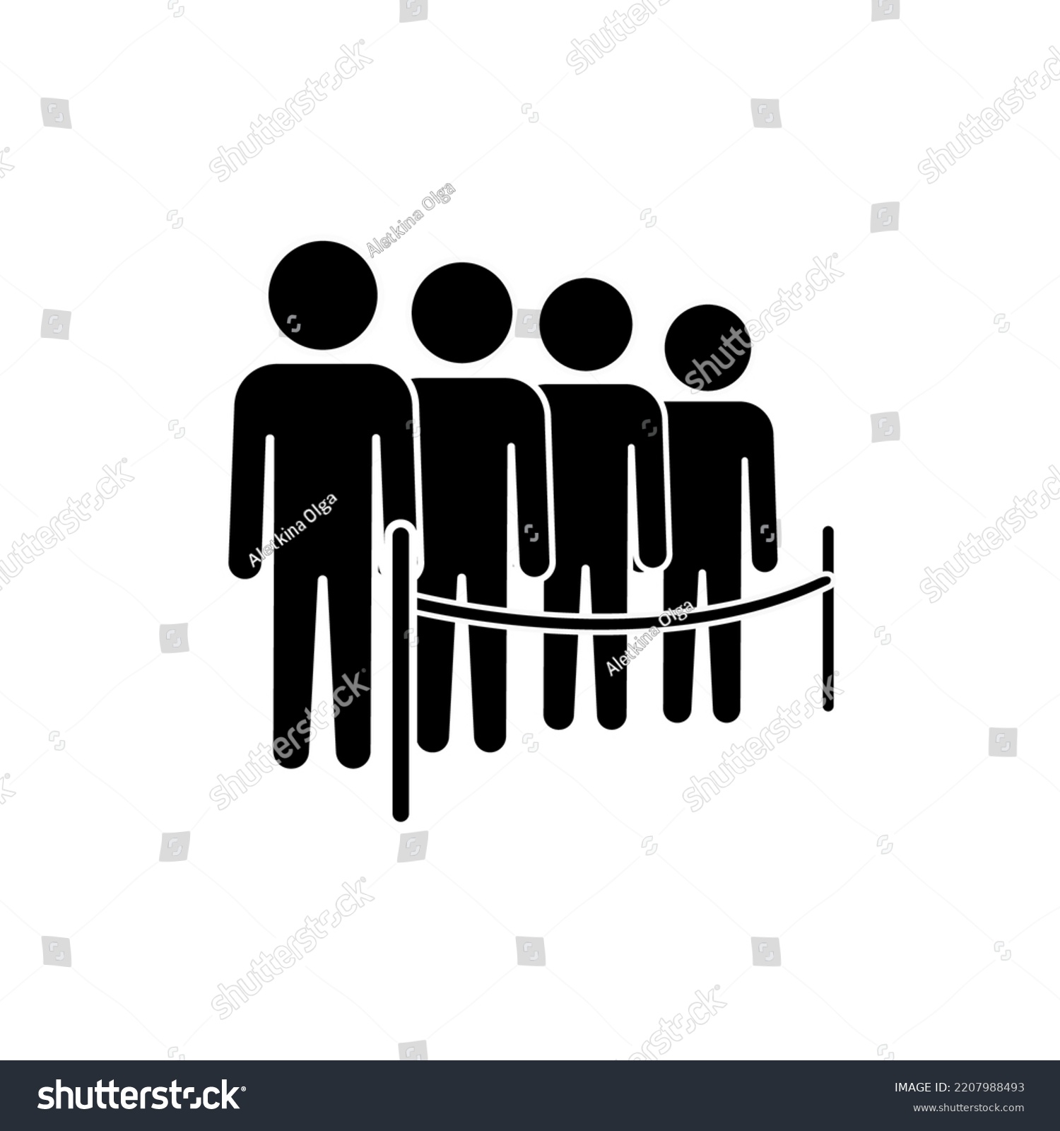 Queue Icon Line Standing People Illustration Stock Vector (Royalty Free ...