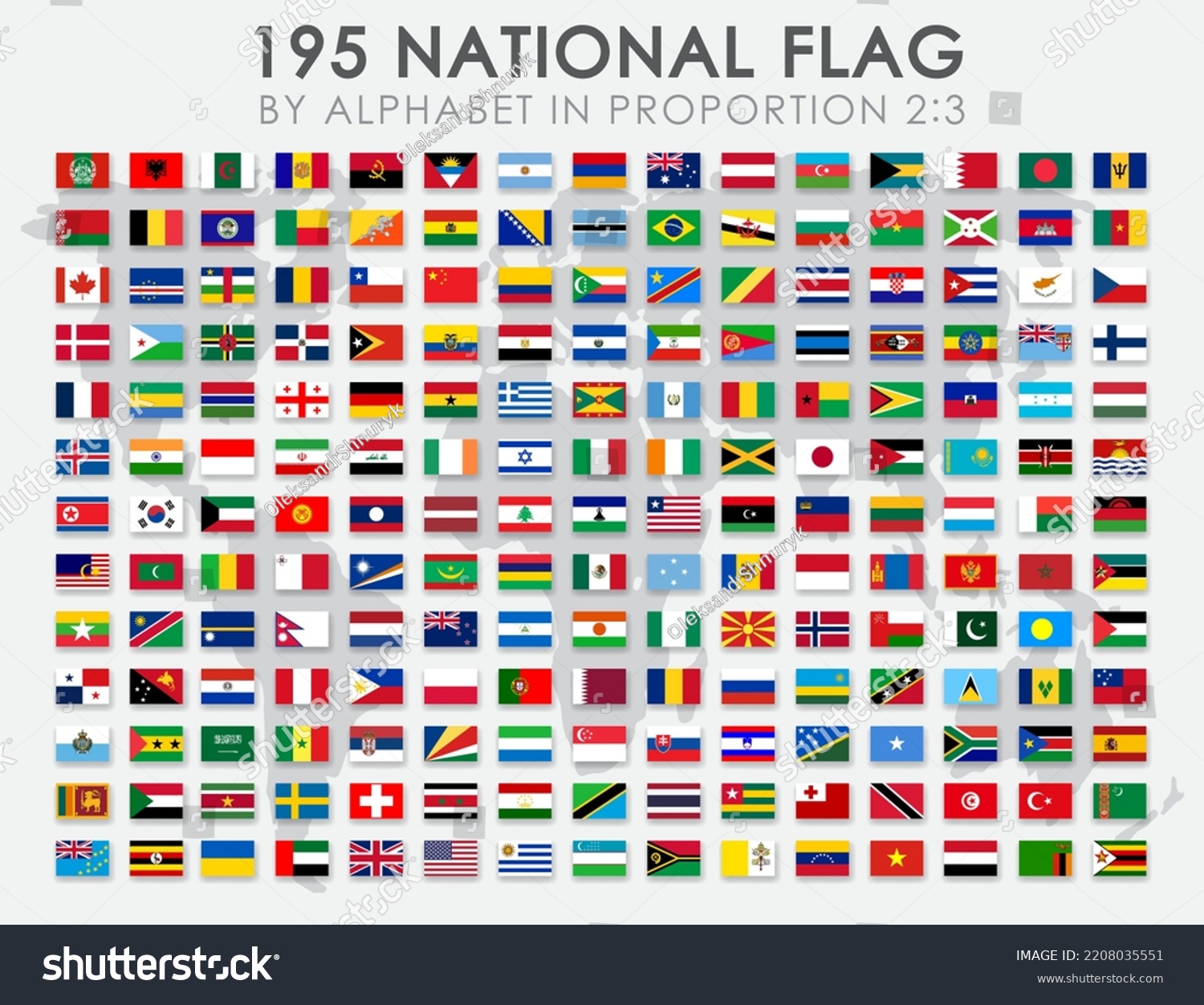 All Sovereign Countries Flags Names By Stock Vector (Royalty Free ...