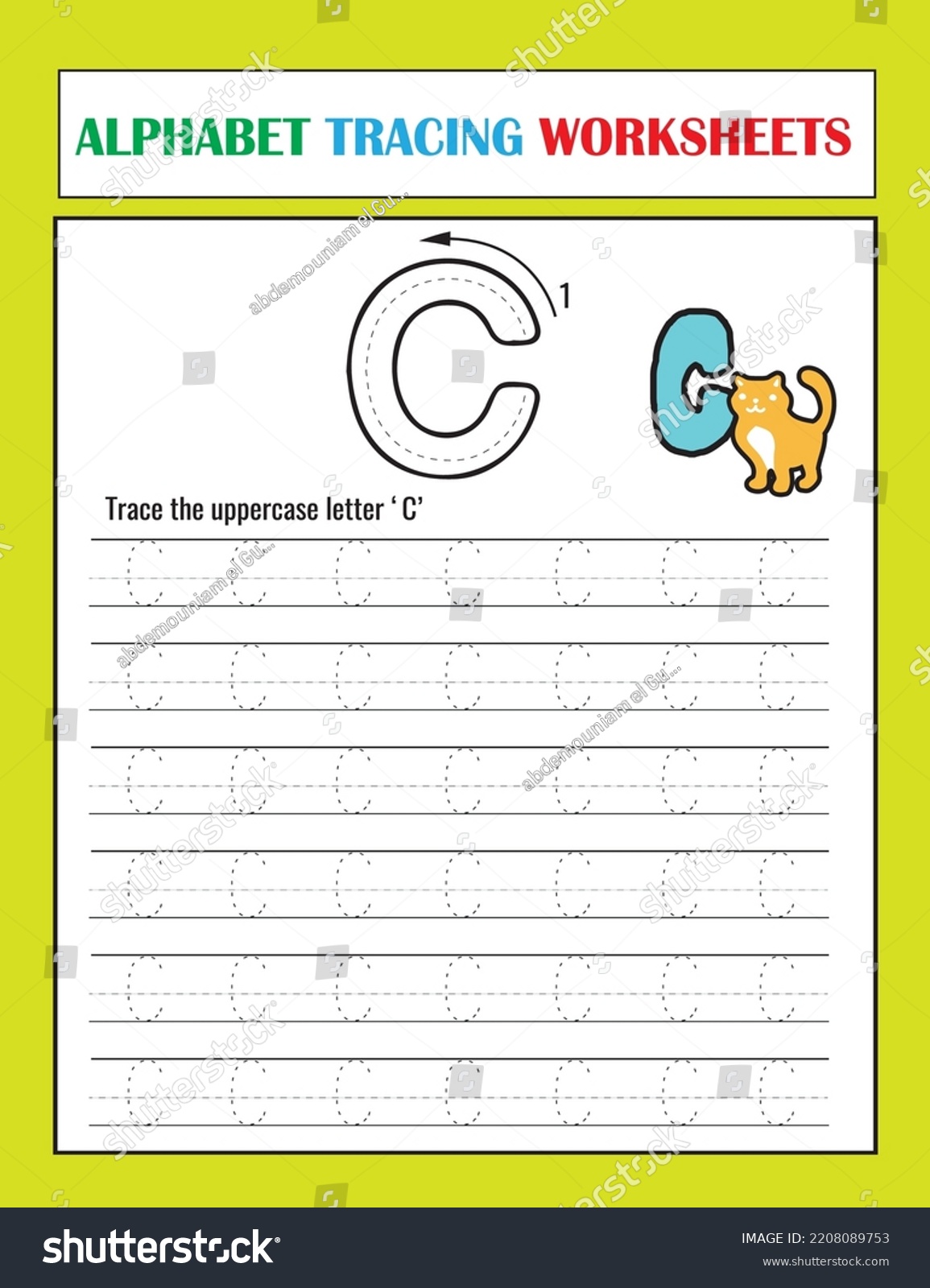 Printable Alphabet Tracing Worksheets Vector Stock Vector (Royalty Free ...