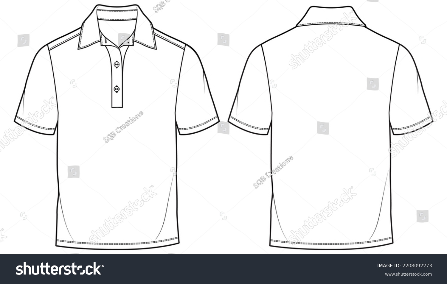 Mens Short Sleeve Pique Polo T Stock Vector (Royalty Free) 2208092273 ...