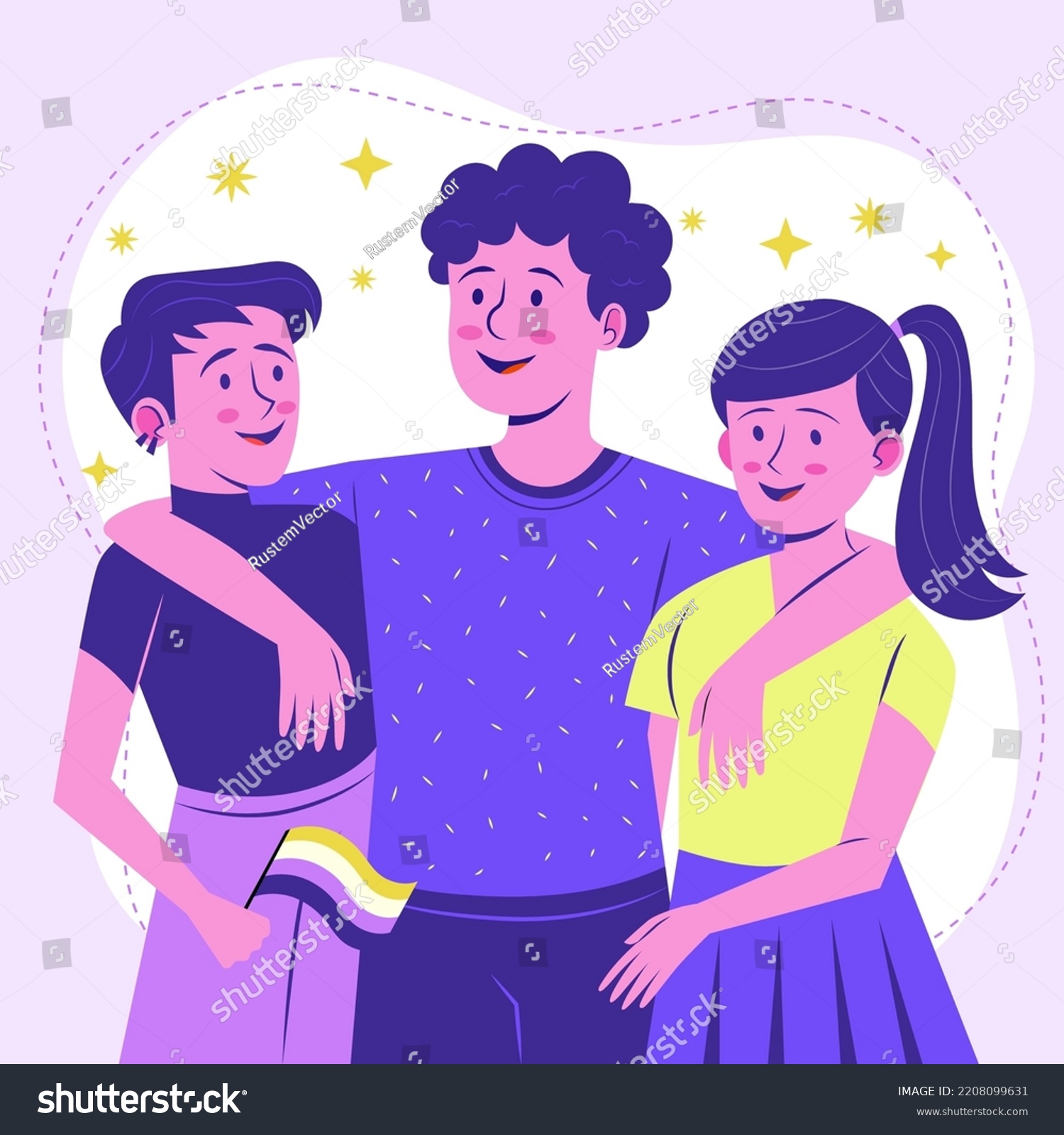 Group Non Binary People Vector Illustration Stock Vector (Royalty Free ...