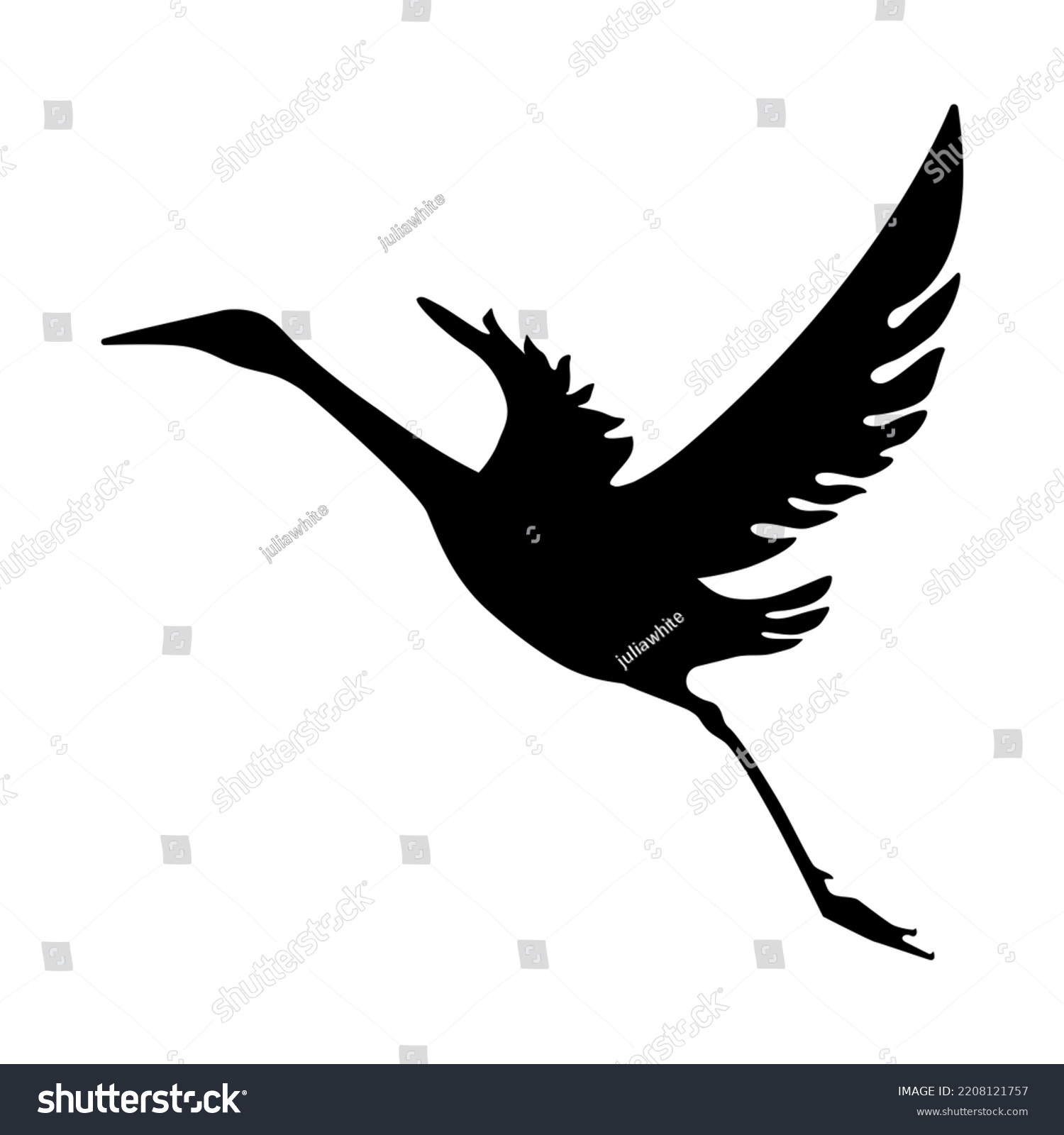 Flying Bird Spread Wings Silhouette Illustration Stock Illustration ...