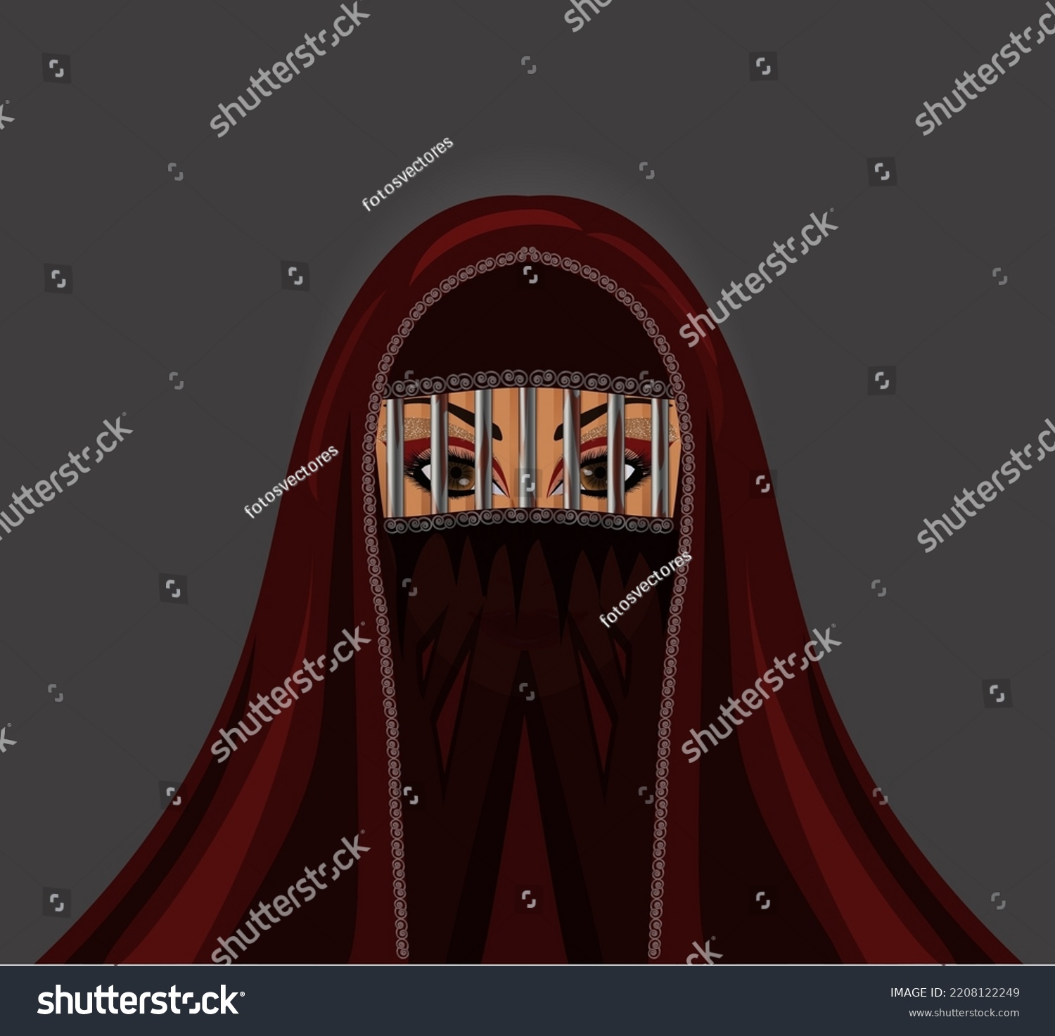Burka Like Prison Muslim Woman Burqa Stock Vector Royalty Free 2208122249 Shutterstock