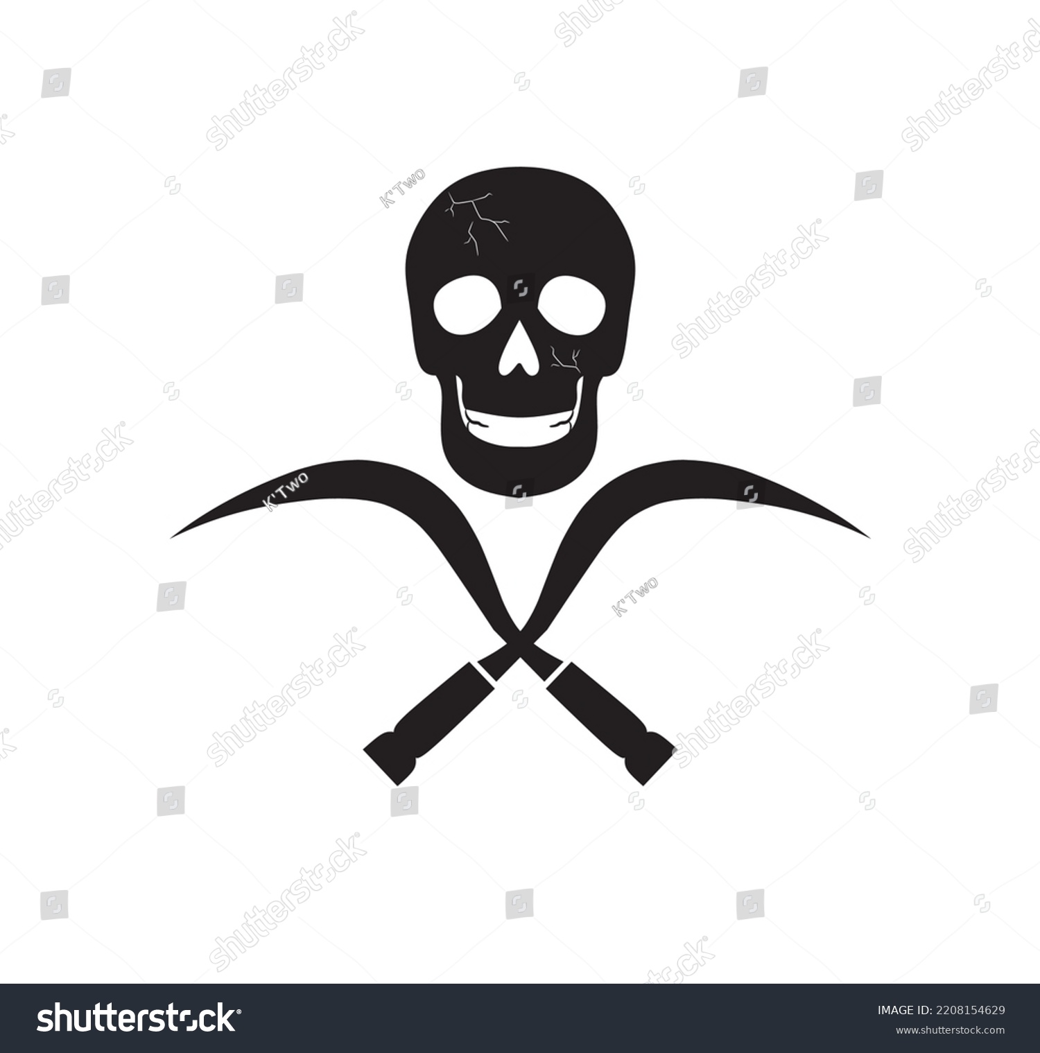 Skull Crossed Sickle Farmer Vector Illustration Stock Vector (Royalty ...