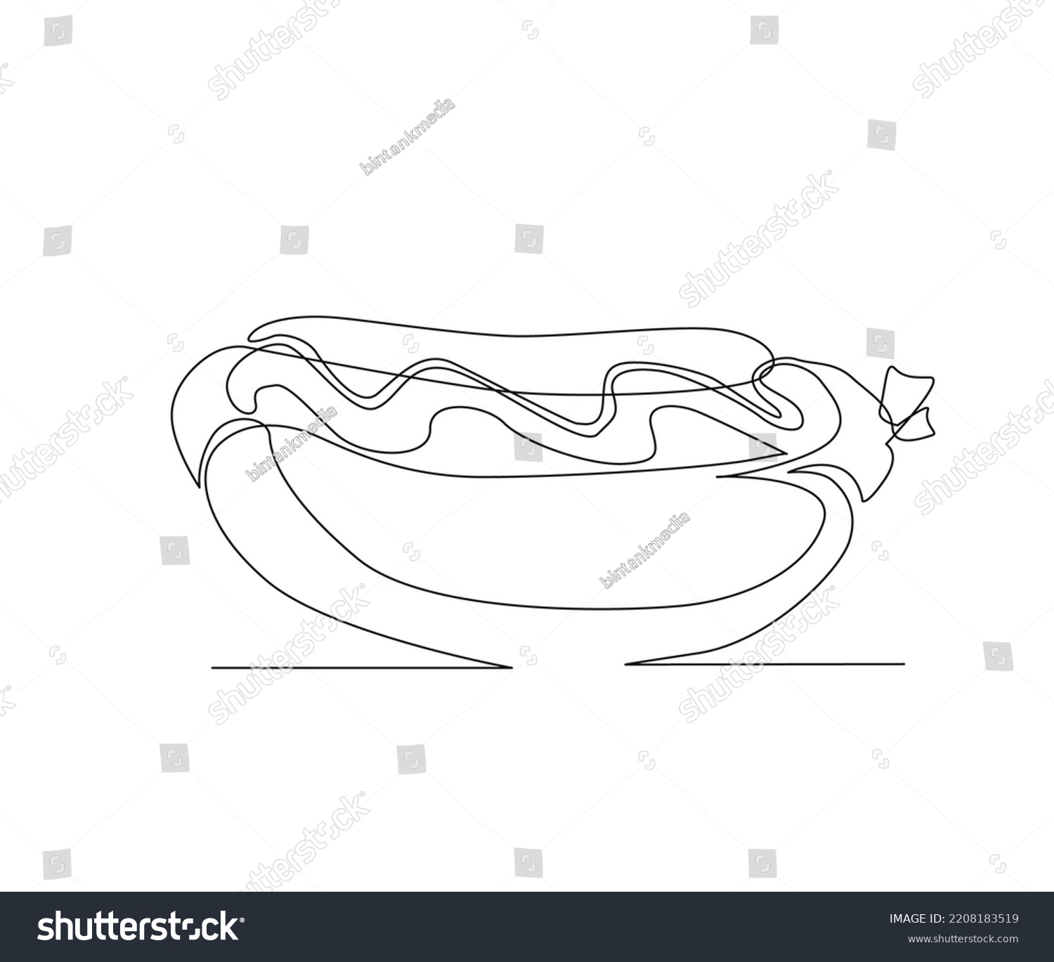 Continuous One Line Drawing Hotdog Hotdog Stock Vector (Royalty Free ...