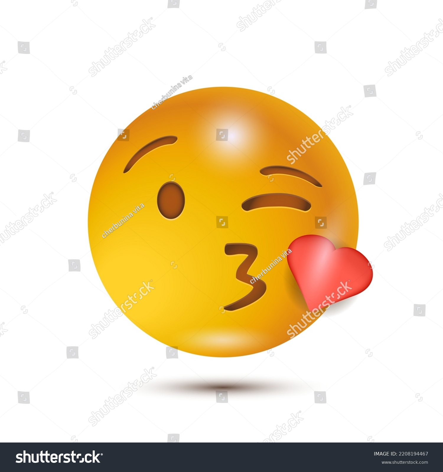 Blowing Kiss Vector Illustration Smiling Emoticon Stock Vector (Royalty ...