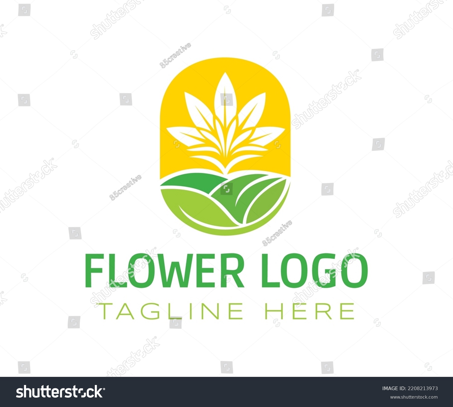 Tropical Plant Logo Round Emblem Flowers Stock Vector (Royalty Free ...