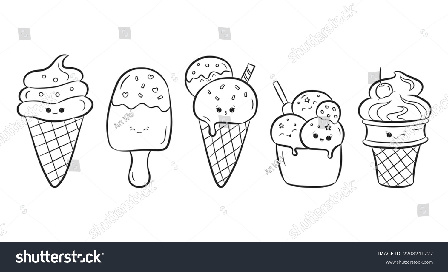 Set Cute Ice Cream Isolated On Stock Vector Royalty Free 2208241727