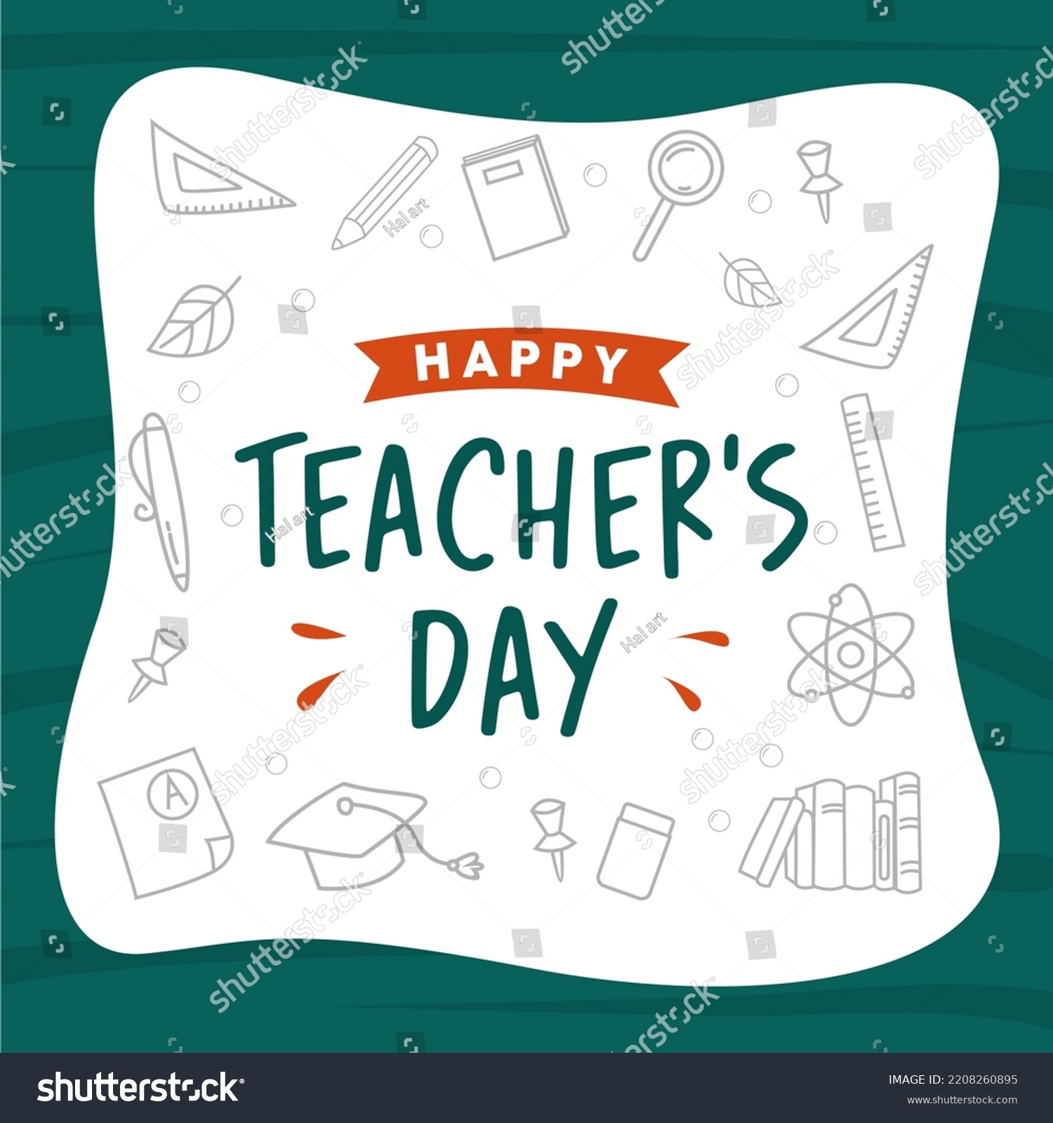 Teachers Day Template Doodles Lineart Illustration Stock Vector ...