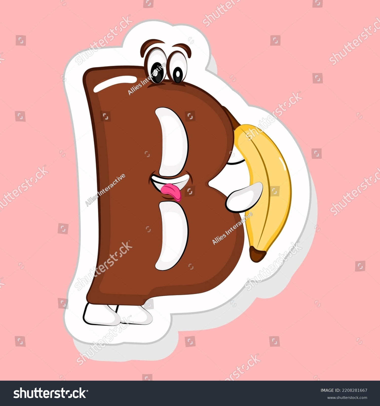 Sticker Style Brown B Alphabet Cartoon Stock Vector (Royalty Free ...