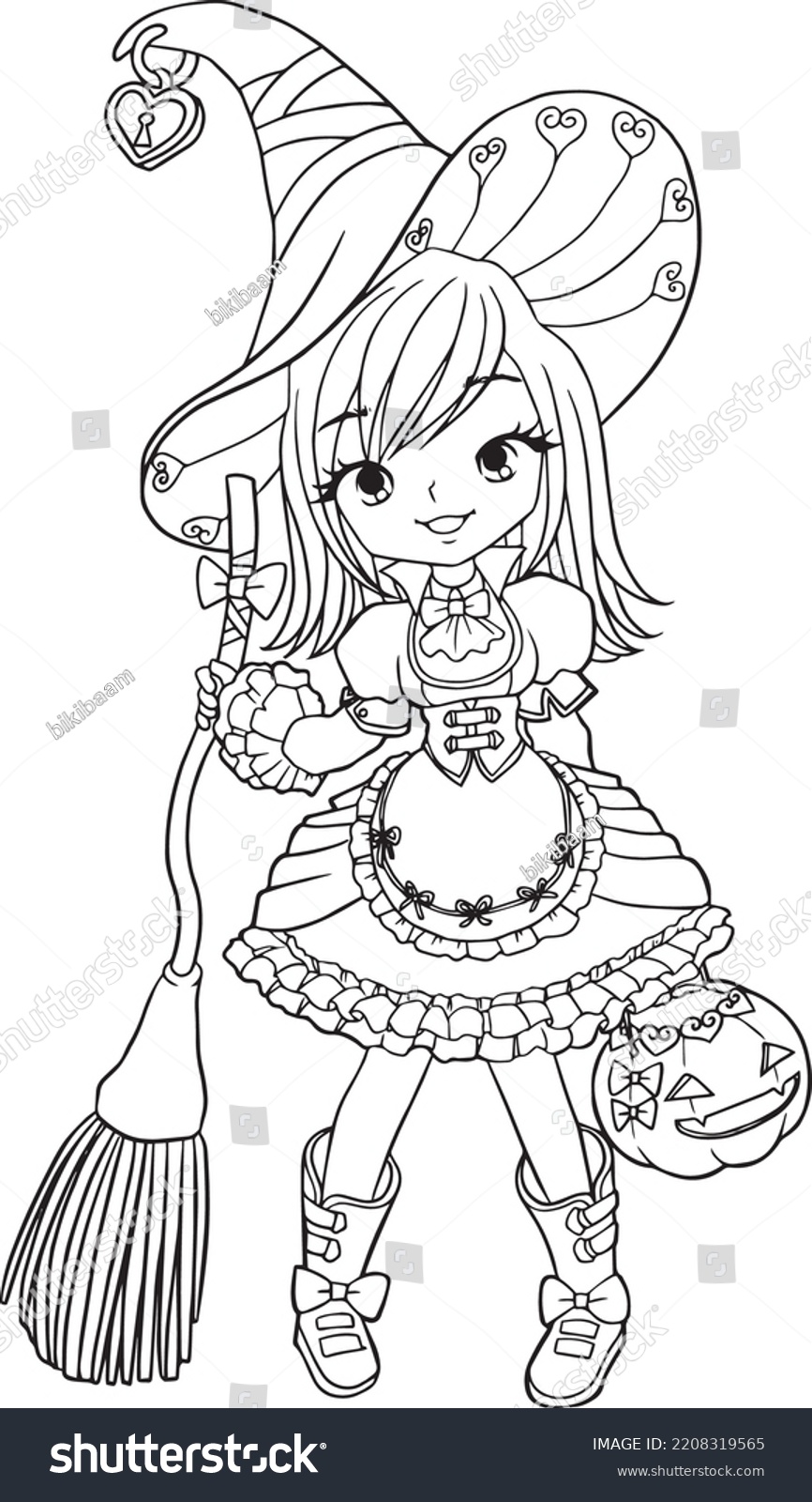 Girl Halloween Cartoon Doodle Kawaii Anime Stock Vector (Royalty Free ...