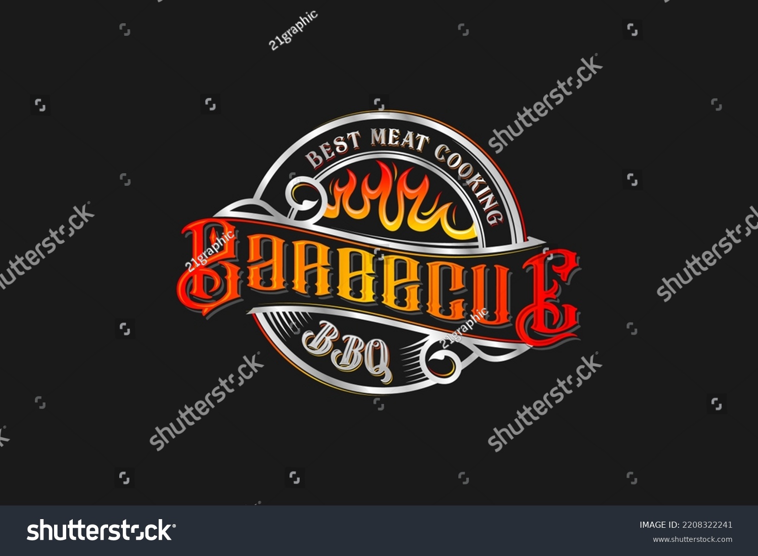 Bbq Barbecue Logo Design Vintage Flame Stock Vector (Royalty Free ...