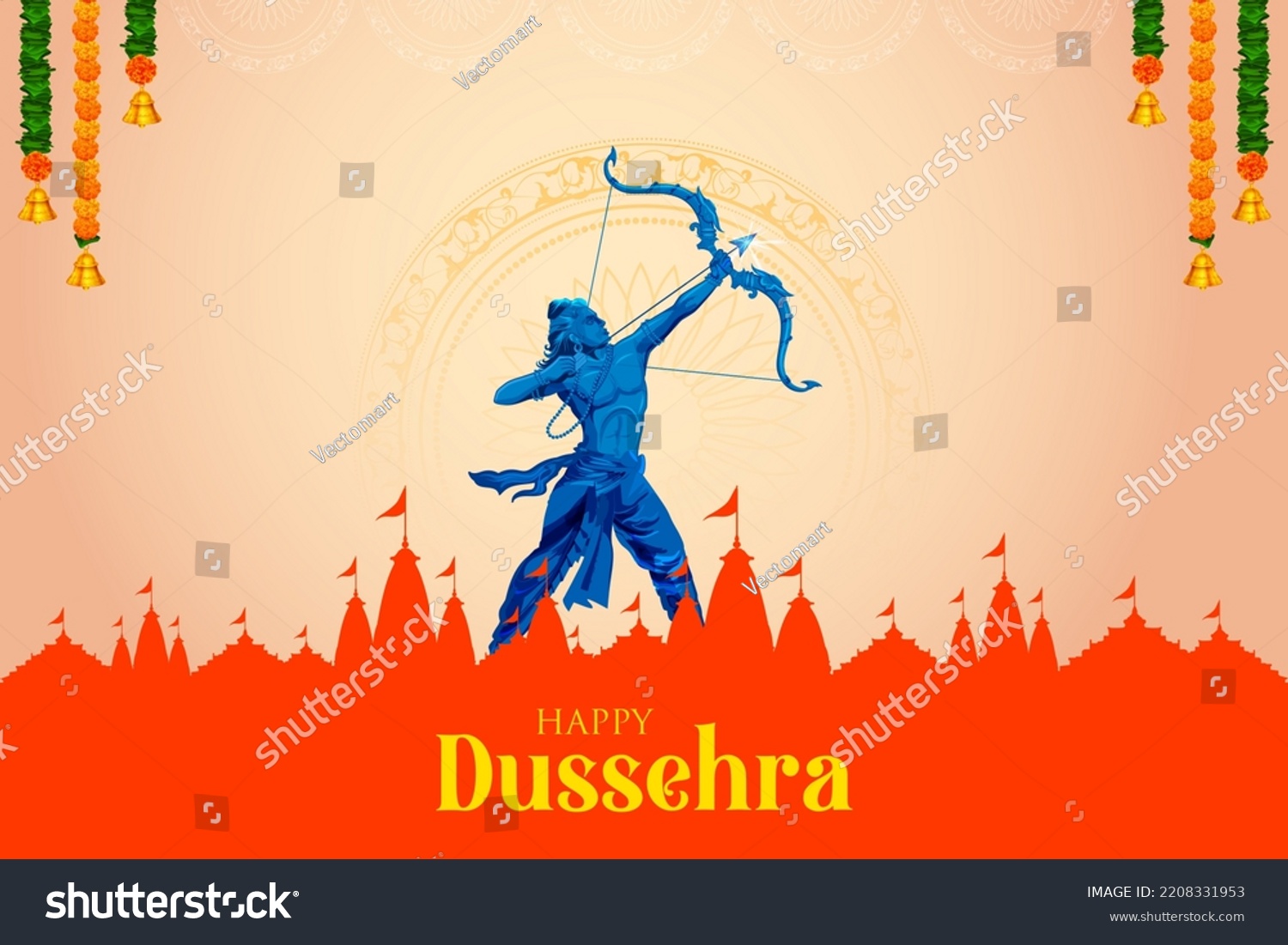 Illustration Lord Rama Holding Bow Arrow Stock Vector (royalty Free 