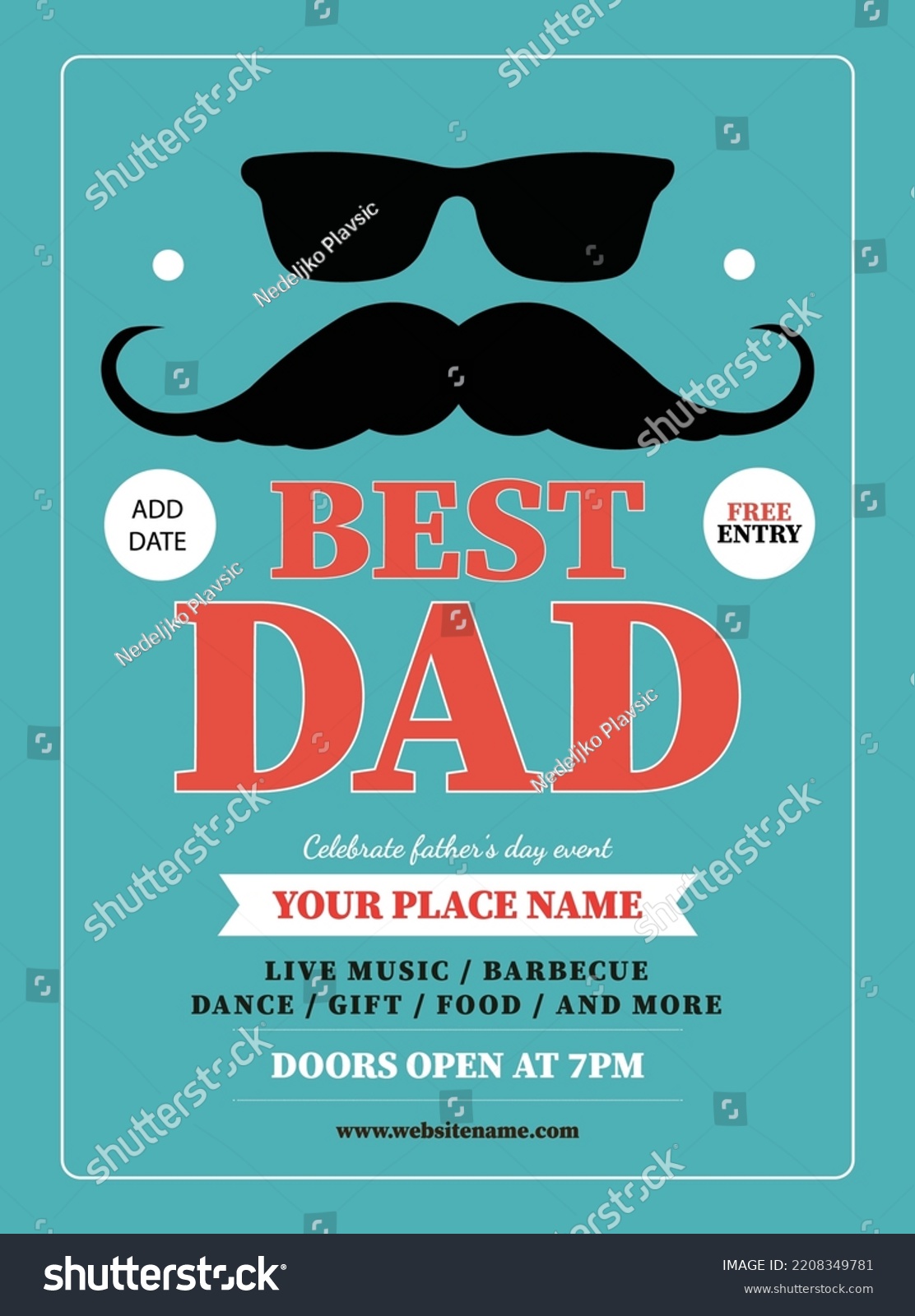 Happy Fathers Day Celebrate Party Poster Stock Vector (Royalty Free 