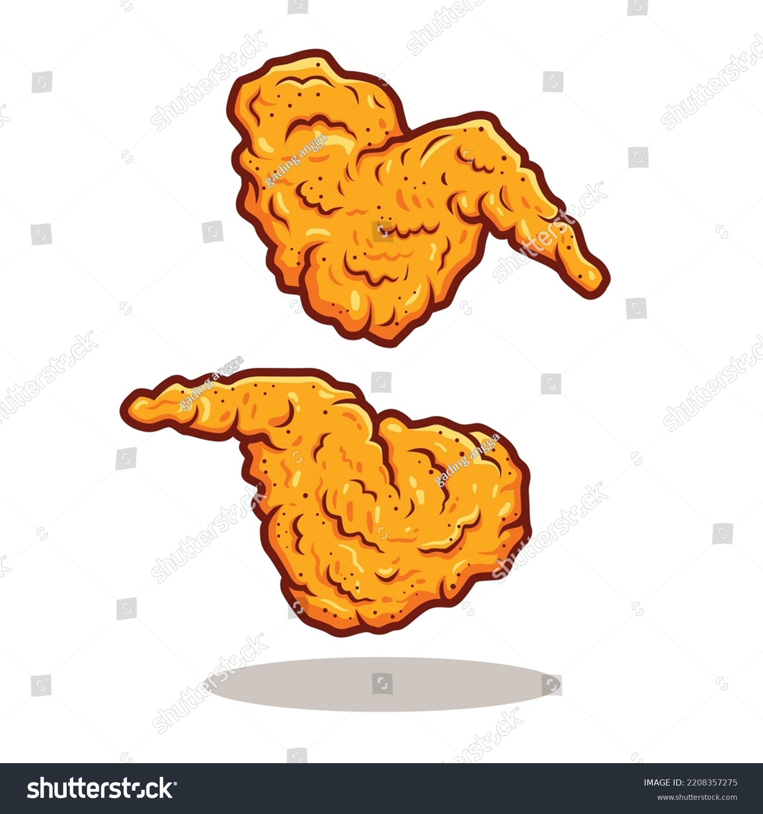 Fried Chicken Wings Cartoon Illustration Editable Stock Vector Royalty