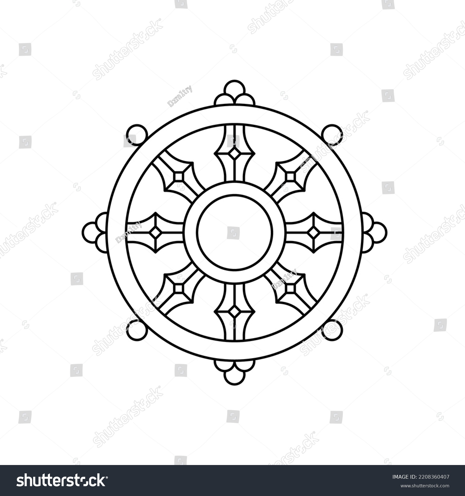 Dharma Wheel Buddhist Outline Icon Clipart Stock Vector (Royalty Free ...