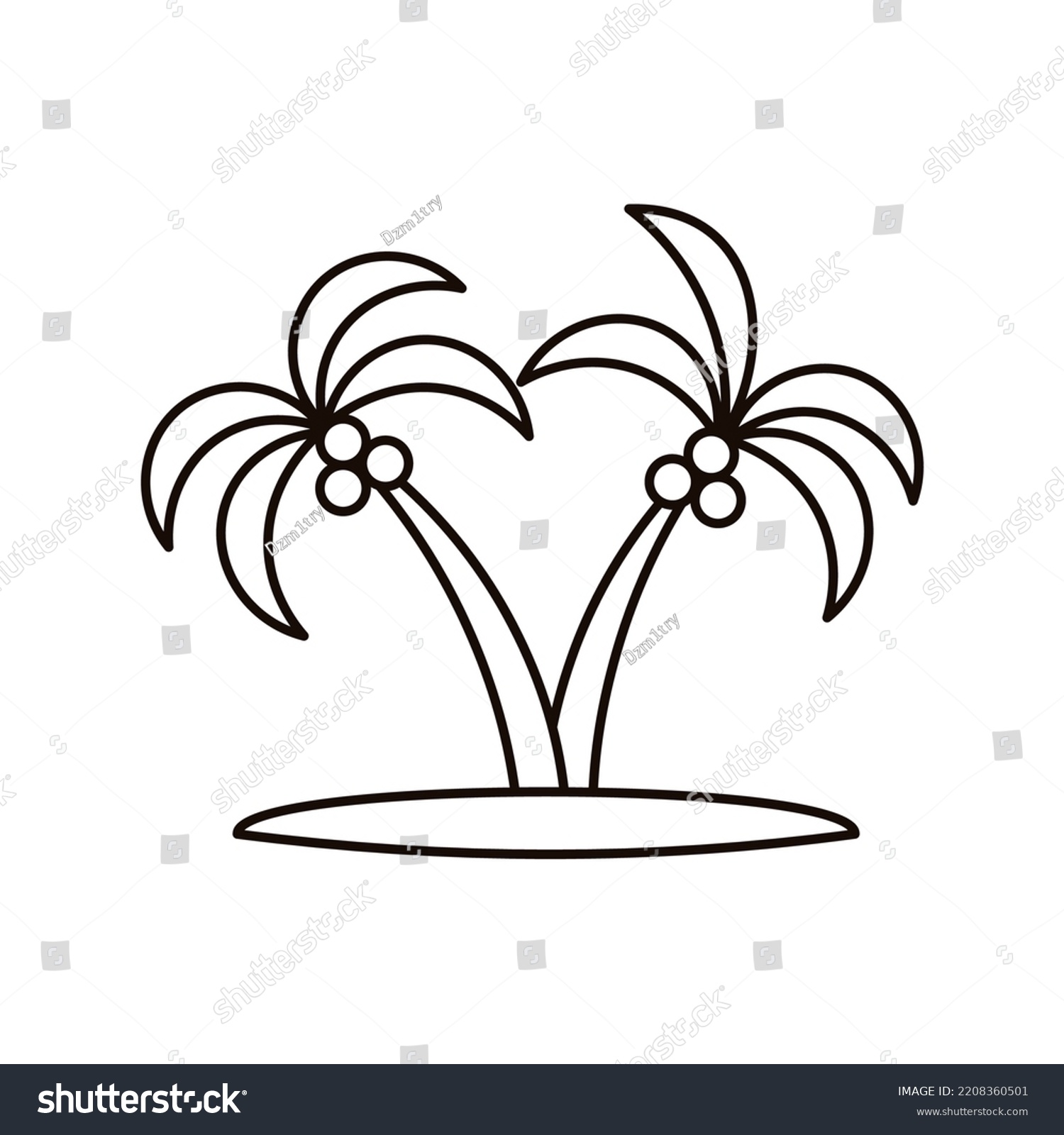 Island Palm Trees Line Icon Clipart Stock Vector (Royalty Free ...