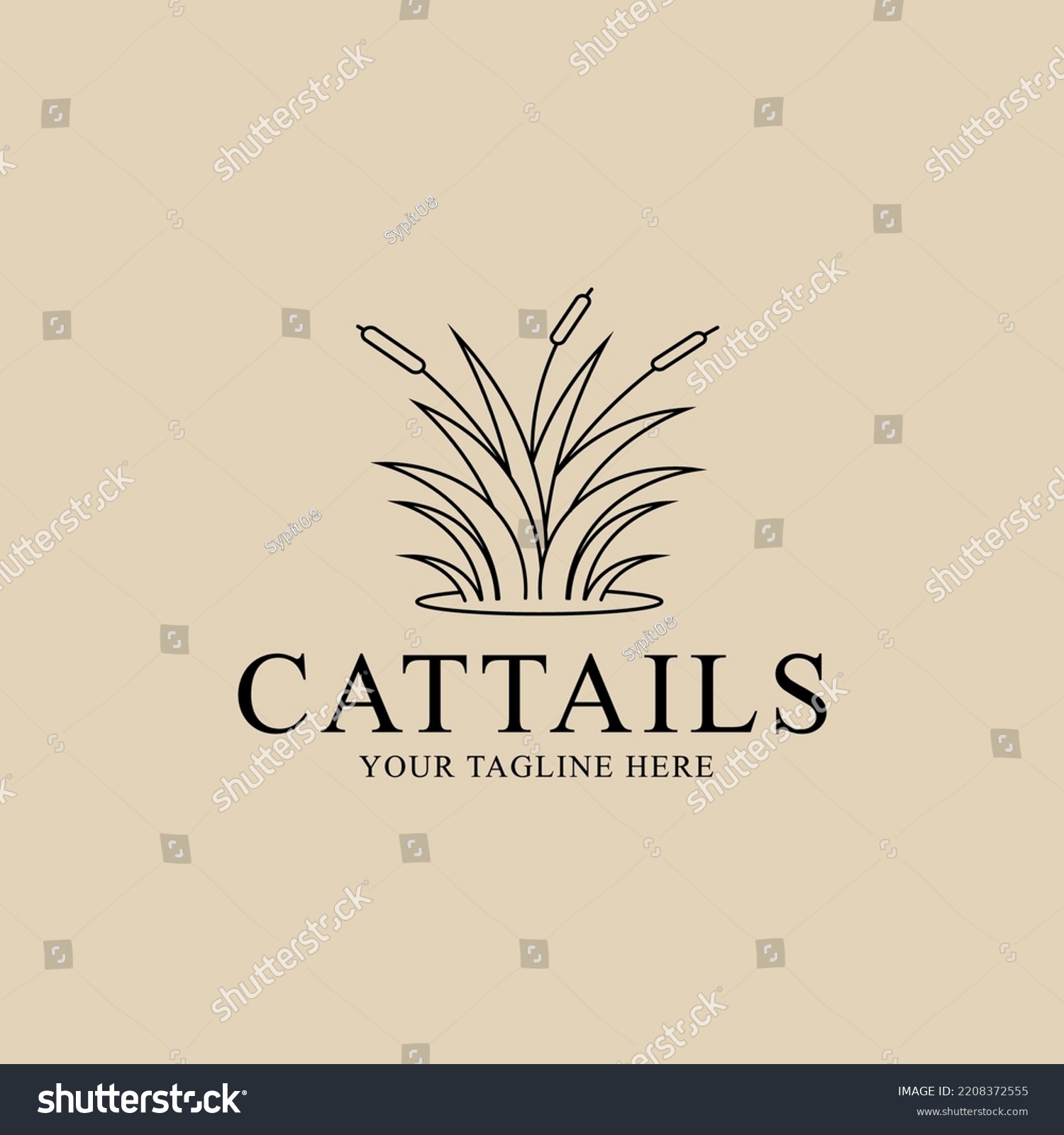 Cattails Line Art Logo Icon Symbol Stock Vector (Royalty Free ...