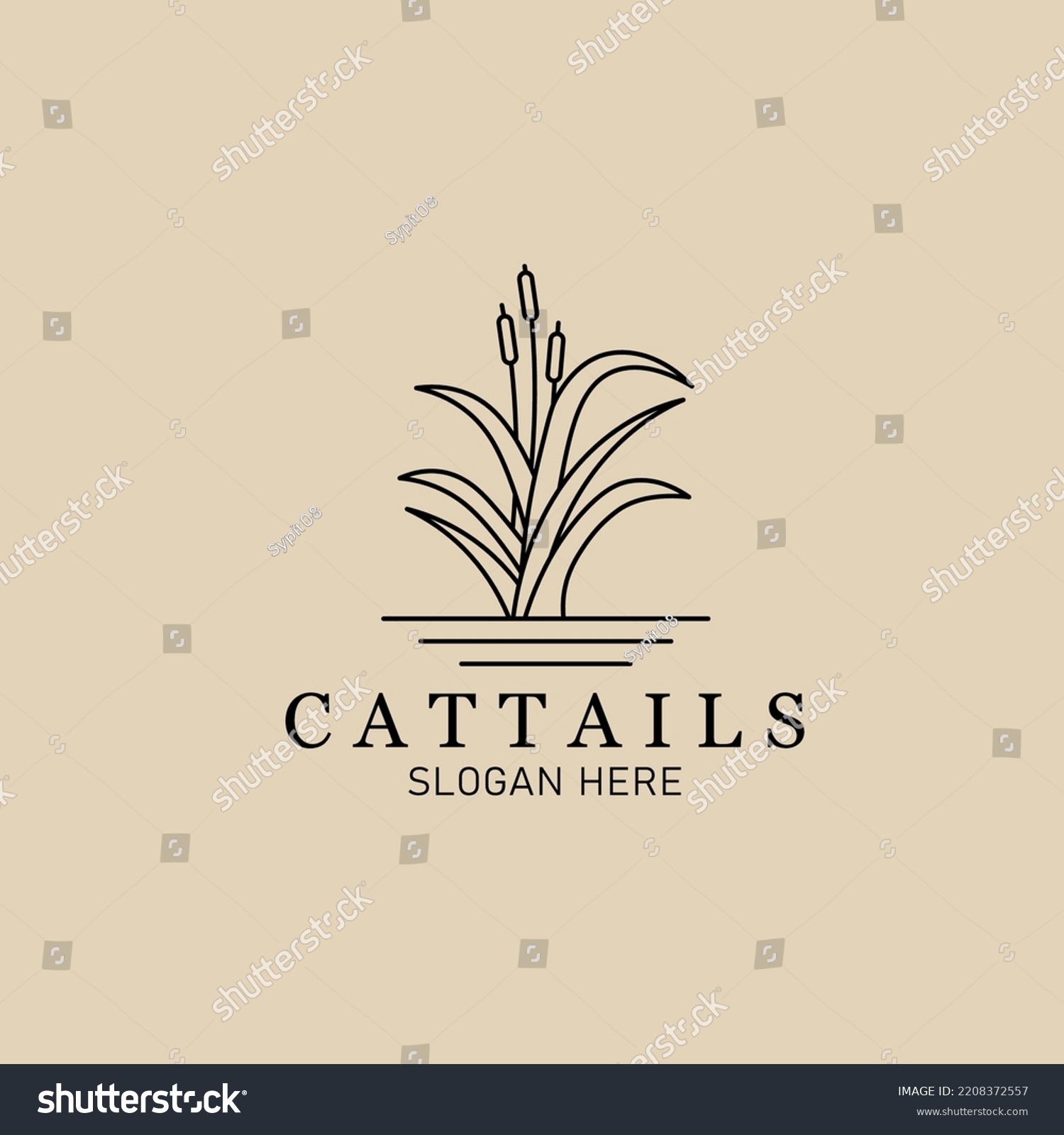 Cattails Line Art Logo Icon Symbol Stock Vector (Royalty Free ...