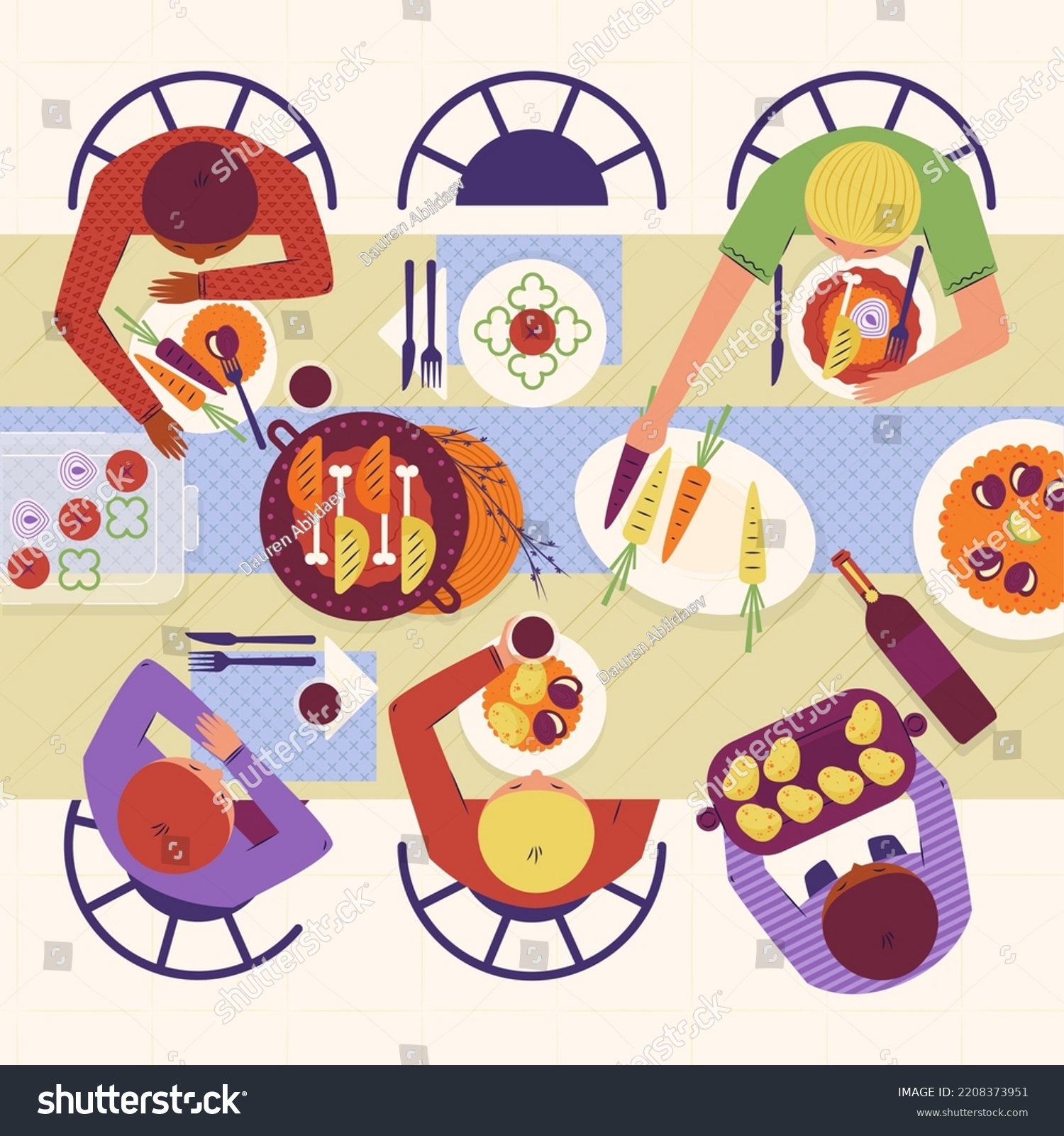 Hand Drawn Potluck Vector Illustration Stock Vector (Royalty Free ...