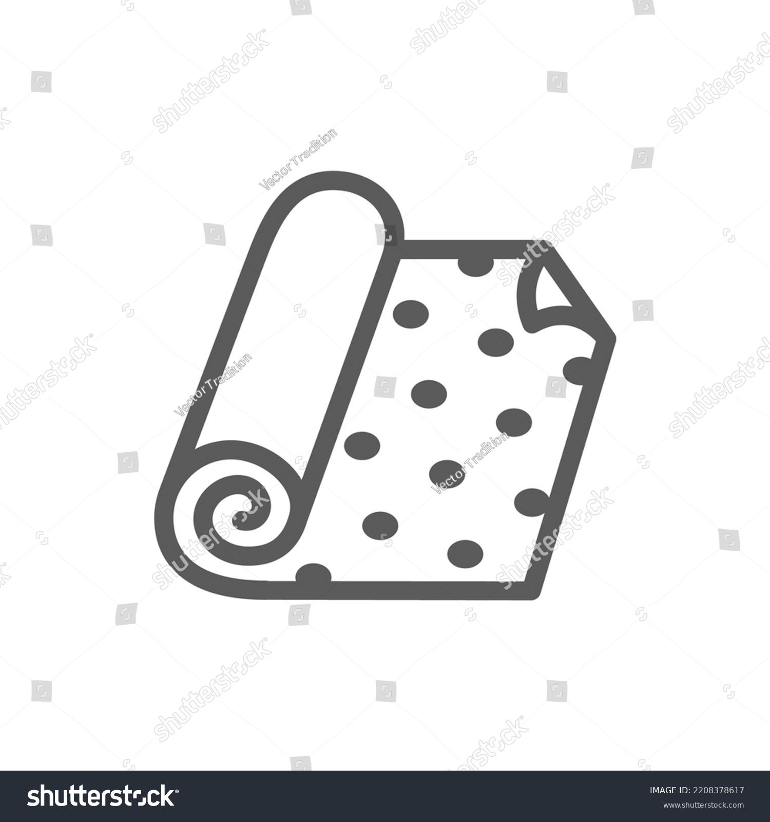 Rolled Fabric Roll Wallpaper Isolated Monochrome Stock Vector (Royalty