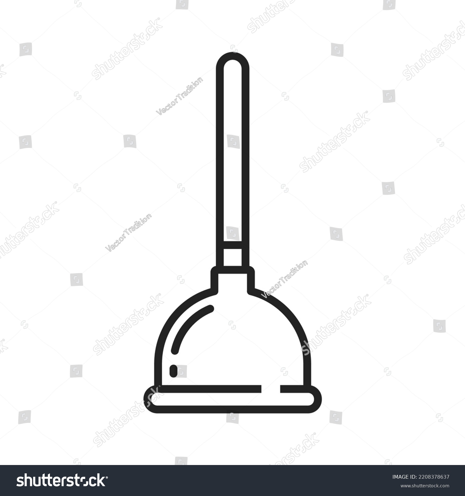 Toilet Plunger Vector Thin Line Icon Stock Vector Royalty Free