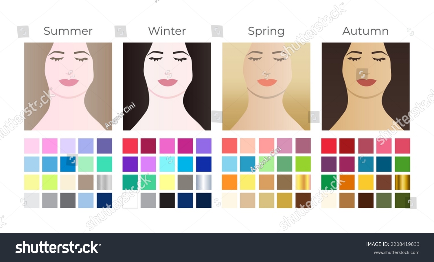 Seasonal Skin Color Analysis Color Swatches Stock Vector (Royalty Free ...