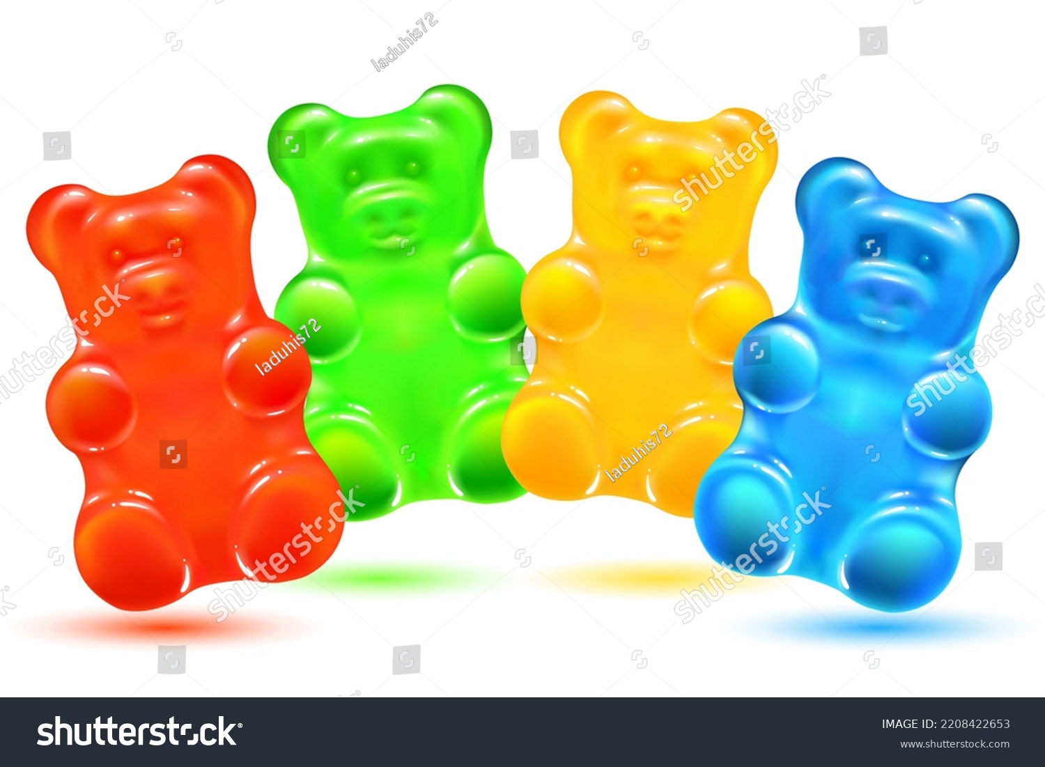 Cute Colored Jelly Bears On White Stock Vector (Royalty Free ...