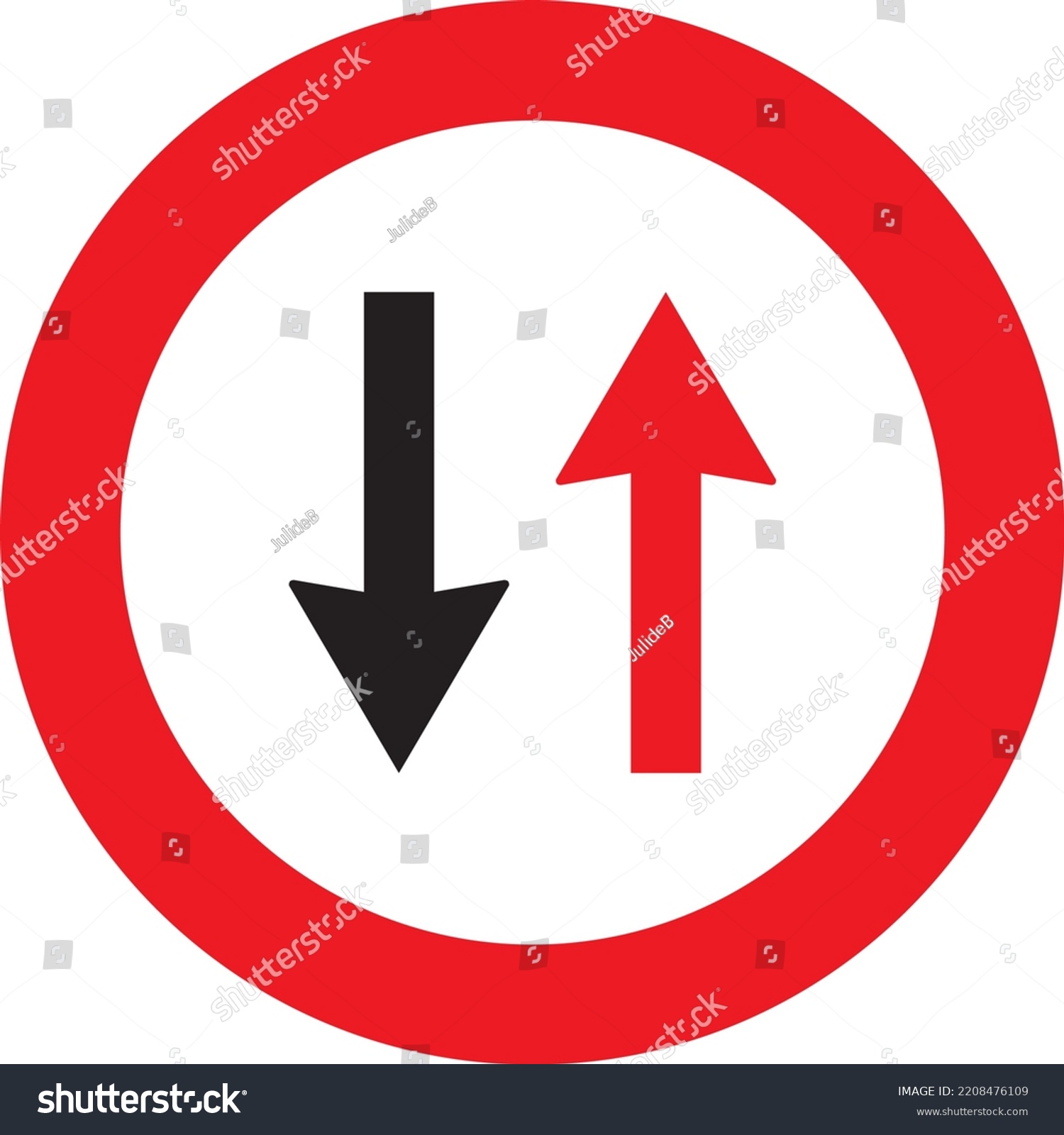 Give Way Oncoming Traffic Road Narrows Stock Vector (Royalty Free ...