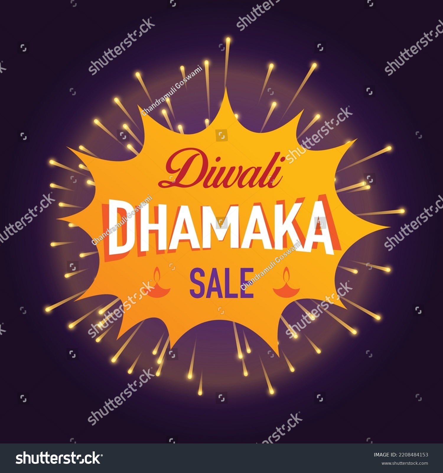 Diwali Dhamaka Festival Sale Off Text Stock Vector (Royalty Free ...