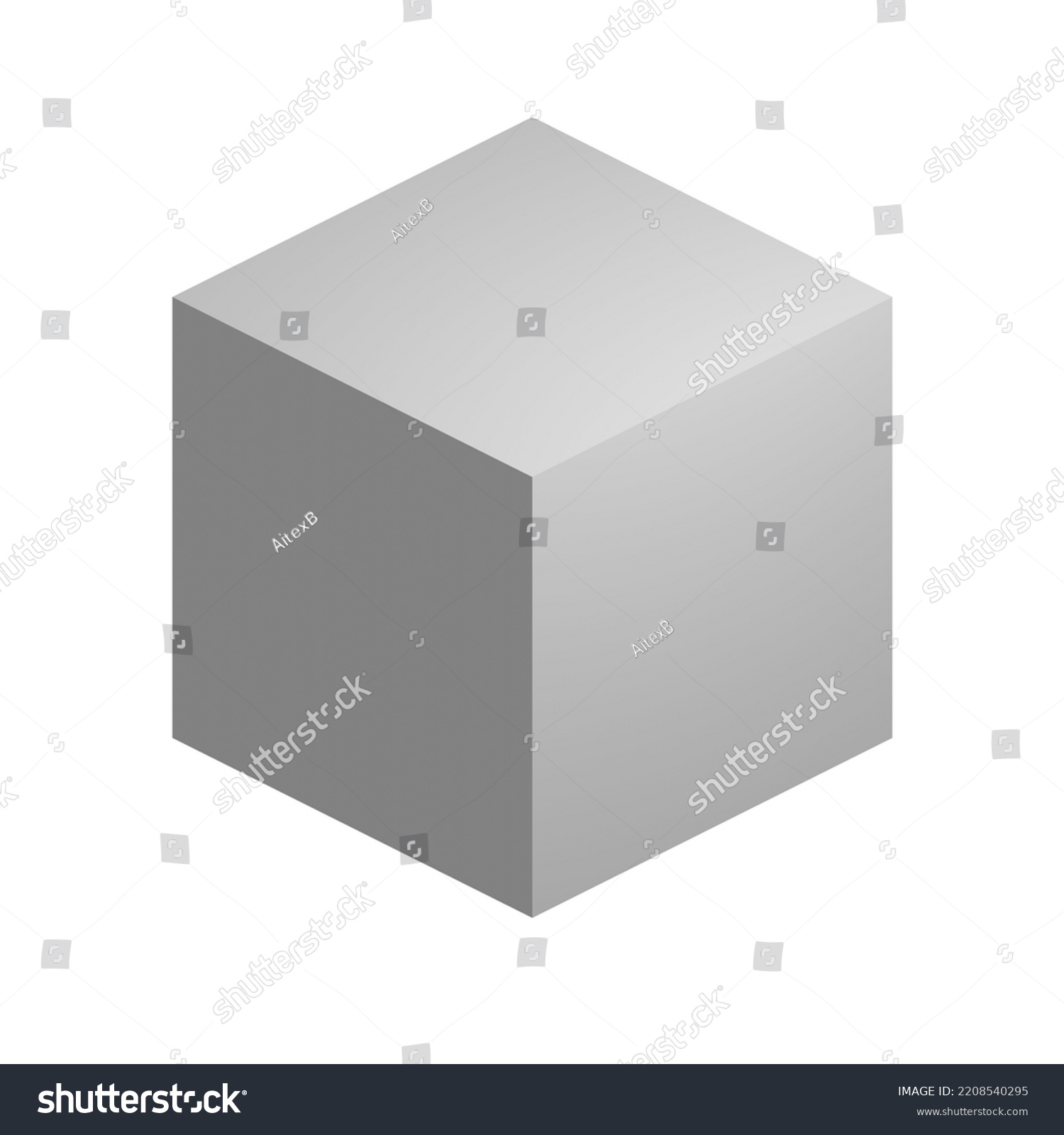 Orthographic White Cube Neutral Greyscale Flat Stock Illustration ...