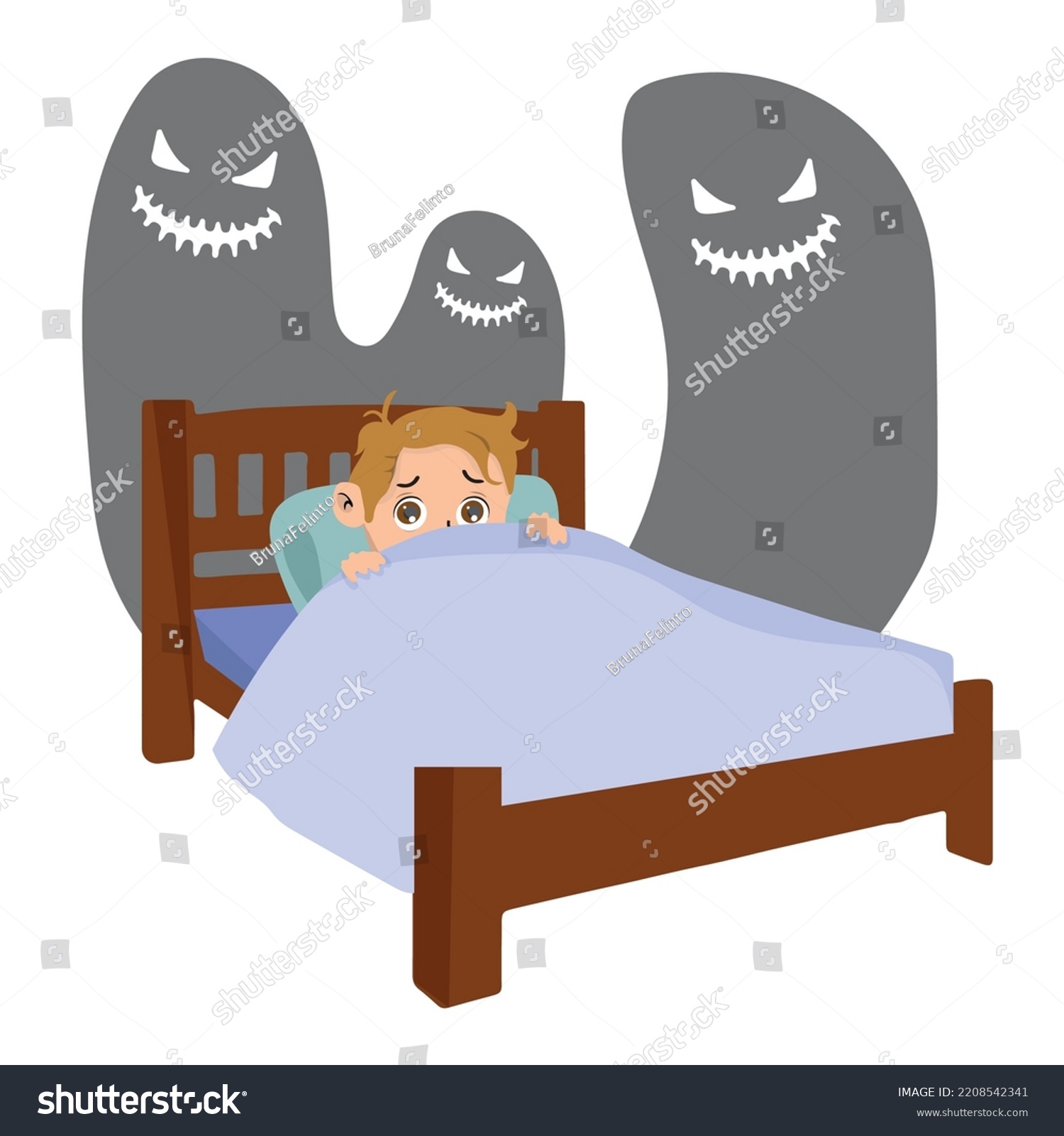 Little Boy Can Not Sleep Because Stock Vector (Royalty Free) 2208542341 ...