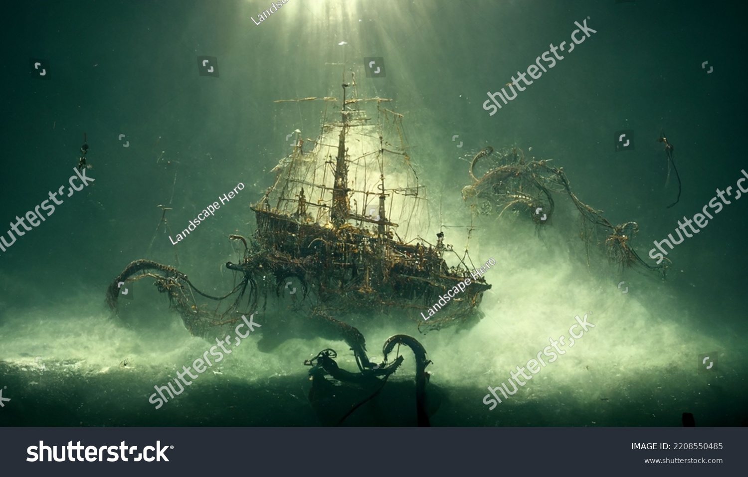 Above Water Large Spanish Galleon Filled Stock Illustration 2208550485 ...