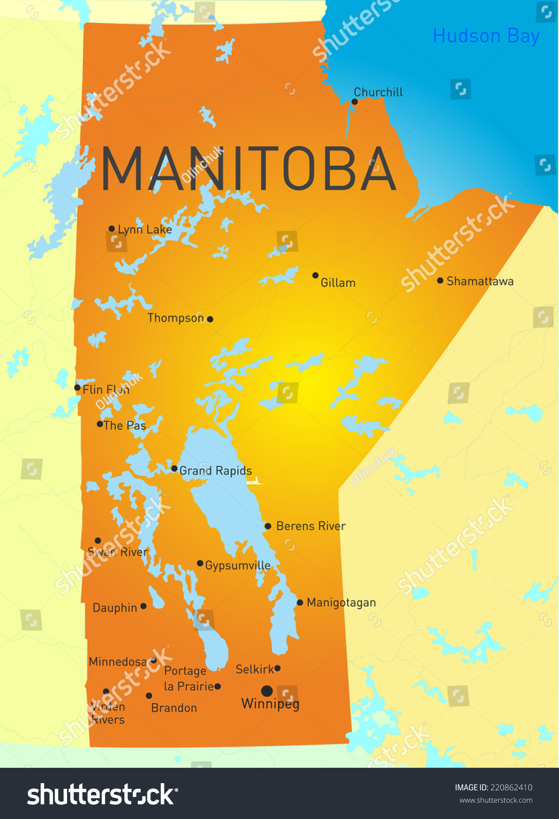 Manitoba Canada Province Vector Color Map Stock Vector (Royalty Free ...