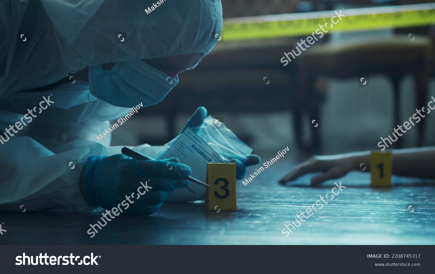 Detective Collecting Evidence Crime Scene Forensic Stock Photo ...