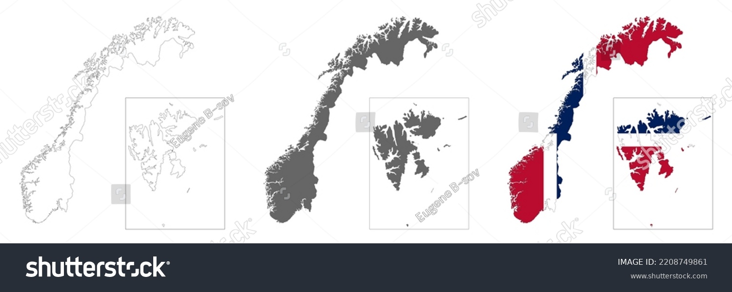 Highly Detailed Norway Map Borders Isolated Stock Vector (Royalty Free ...