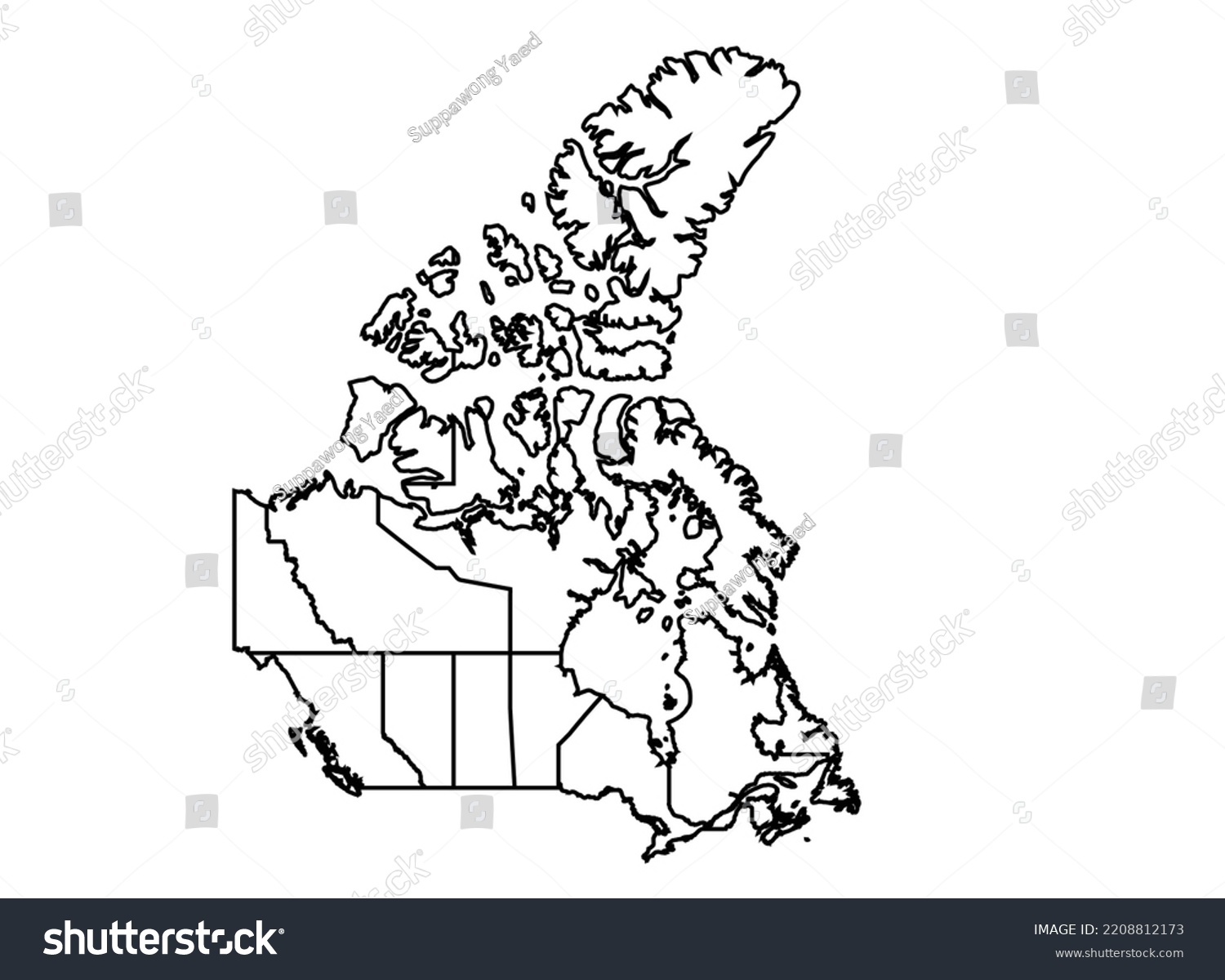 Canada Map Shadow Minimal Line Outline Stock Vector (Royalty Free ...