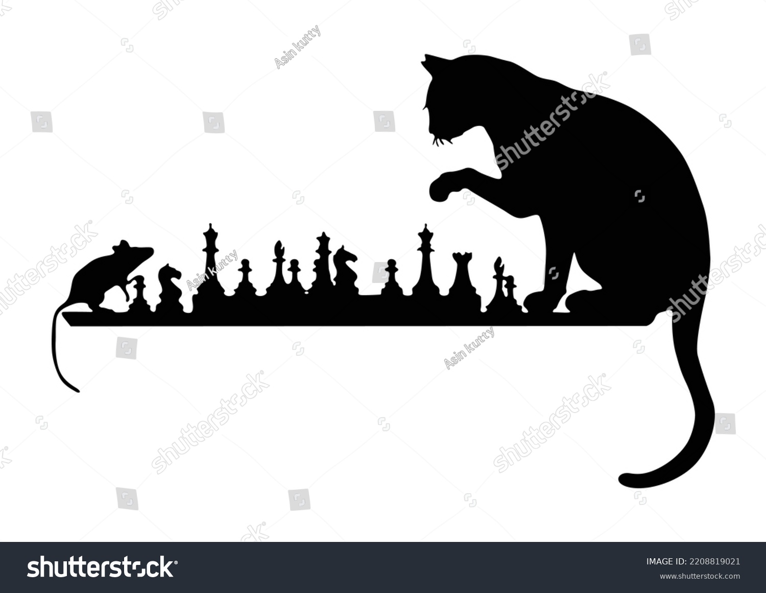 Cat Mouse Wall Decal Playing Chess Stock Vector (Royalty Free ...