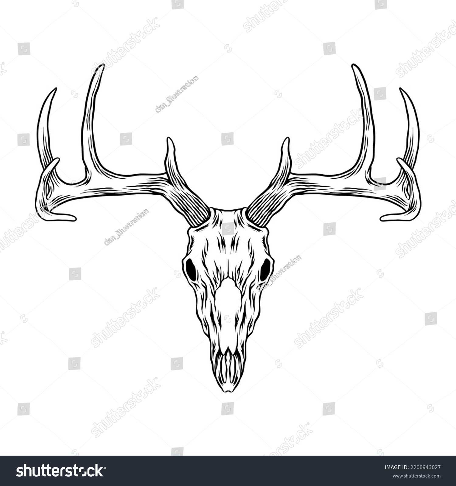 Deer Head Skull Vector Art Stock Vector (Royalty Free) 2208943027 ...