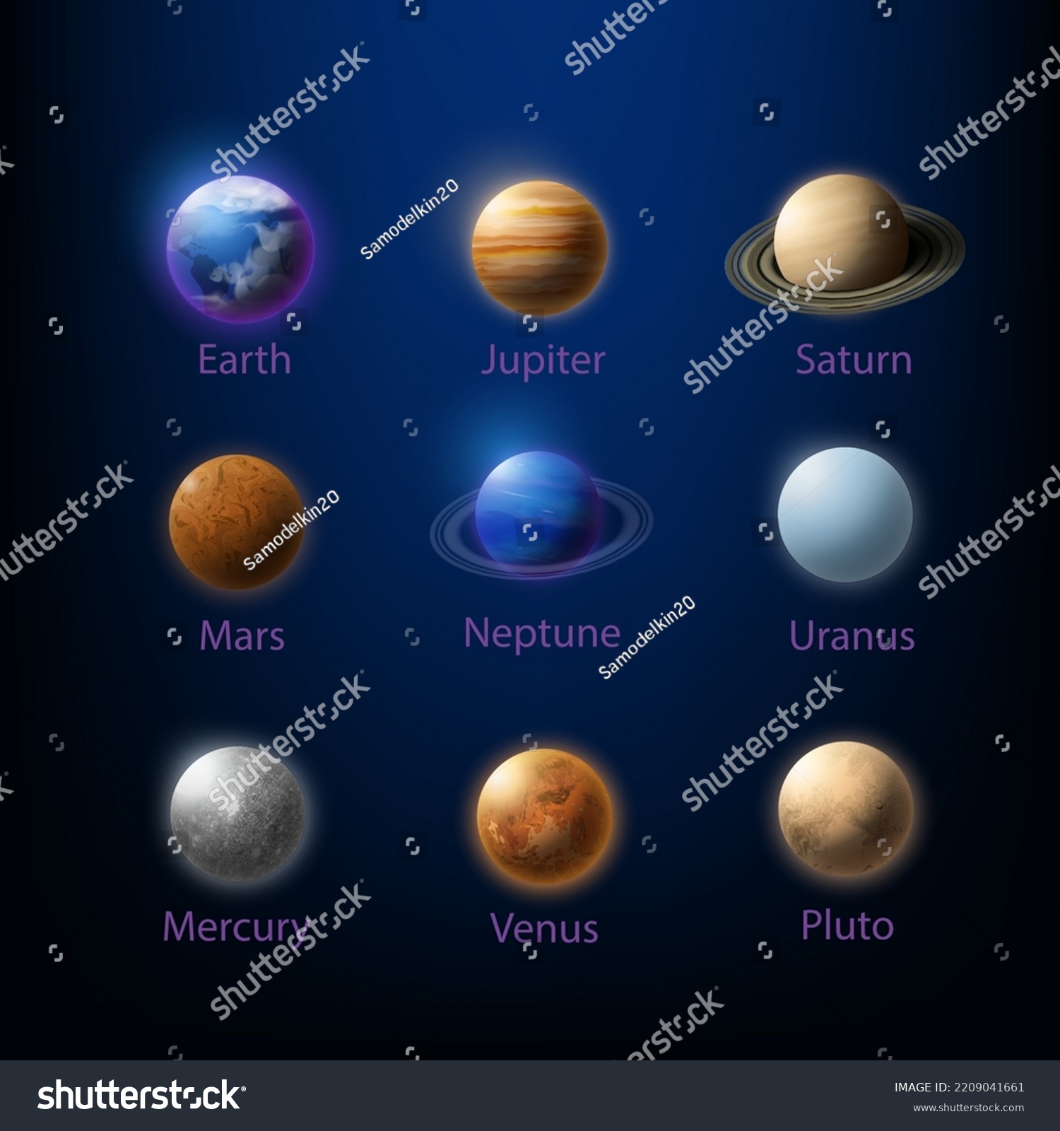 Vector Realistic 3d Set Solar System Stock Vector (Royalty Free ...