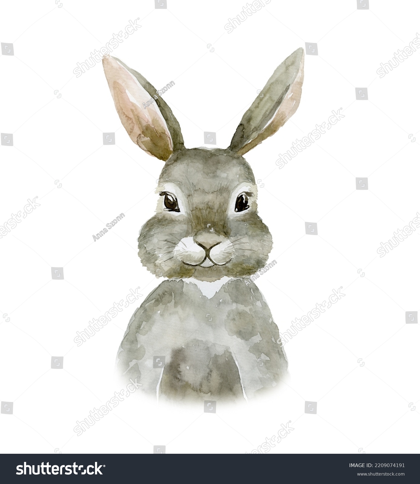 Watercolor Hare On White Background Forest Stock Illustration ...